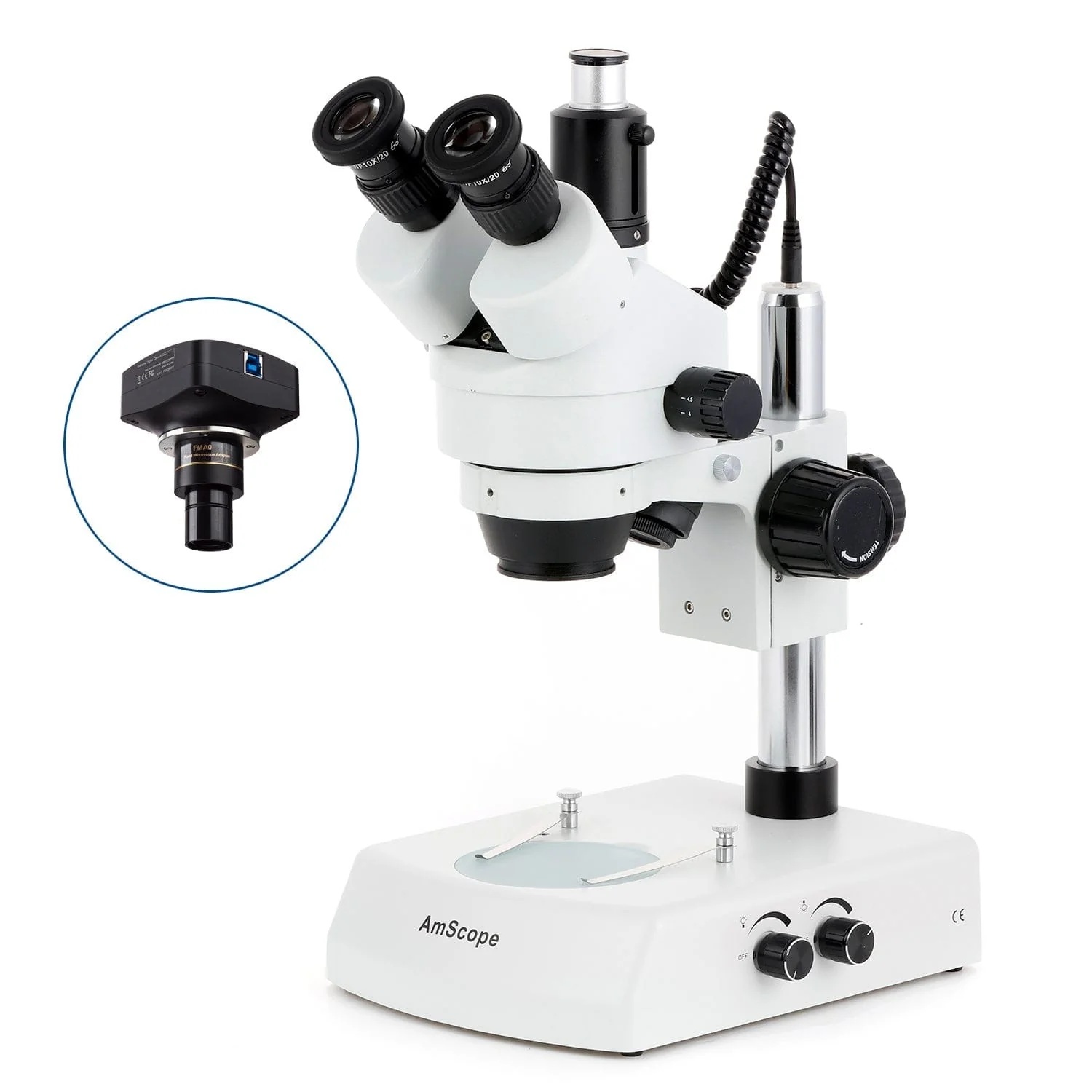 AmScope SM-2 Series Simul-Focal Zoom Trinocular Stereo Microscope with Dual Halogen Lights and Optional Digital Camera - Image 4