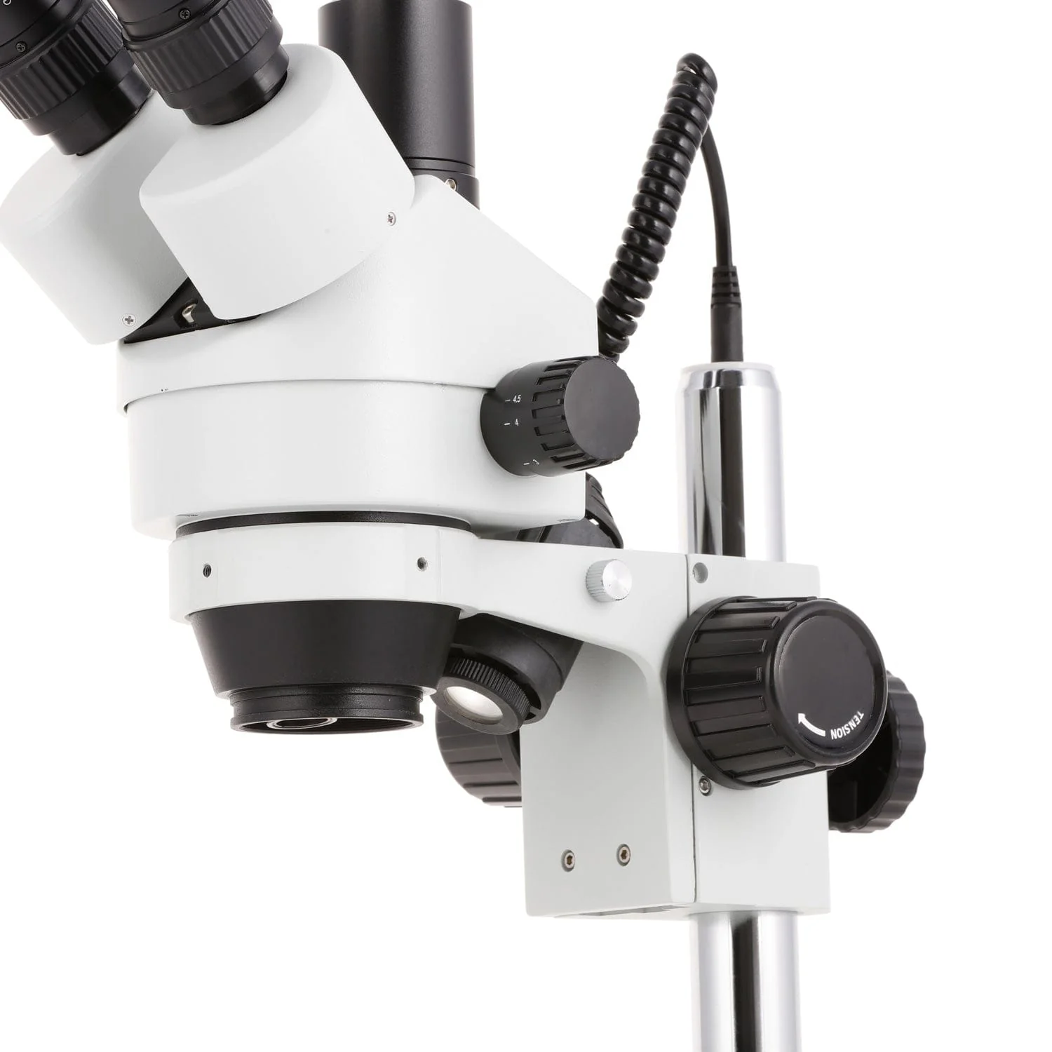 AmScope SM-2 Series Simul-Focal Zoom Trinocular Stereo Microscope on Pillar Stand with Dual Halogen Lights and HDMI Optional Digital Camera - Image 10