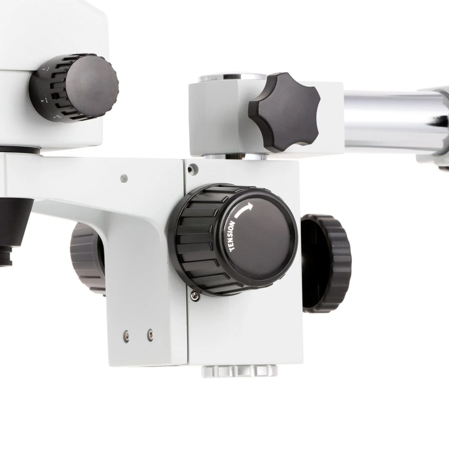 AmScope SM-3 Series Zoom Binocular Stereo Microscope with 30W LED Dual Gooseneck Fiber Optic Lights and Optional Digital Camera on Single Arm Boom Stand - Image 9