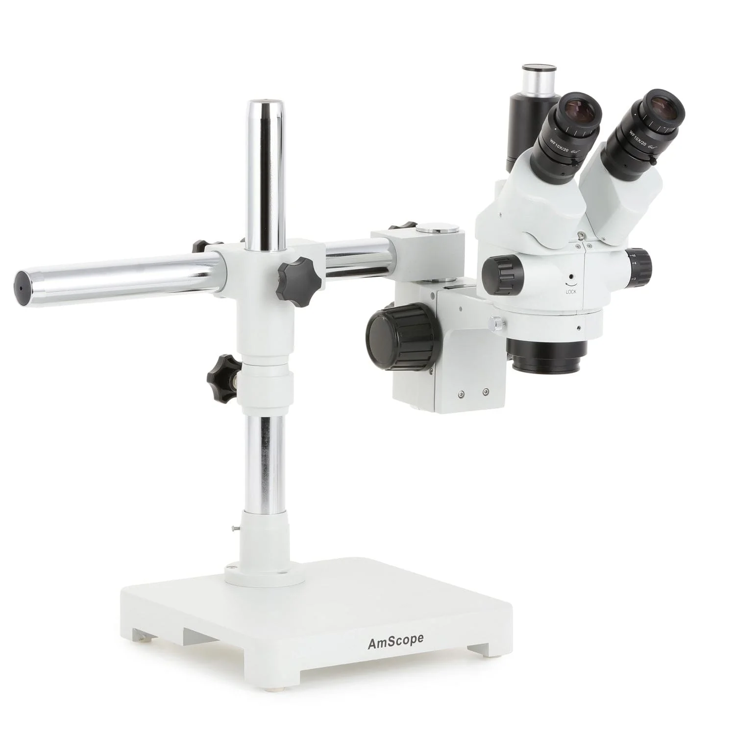 AmScope SM-3 Series Binocular Zoom Stereo Microscope 7X-45X Magnification with 8W LED Dual Gooseneck Illuminator + Optional Digital Camera on Single Arm Boom Stand - Image 7