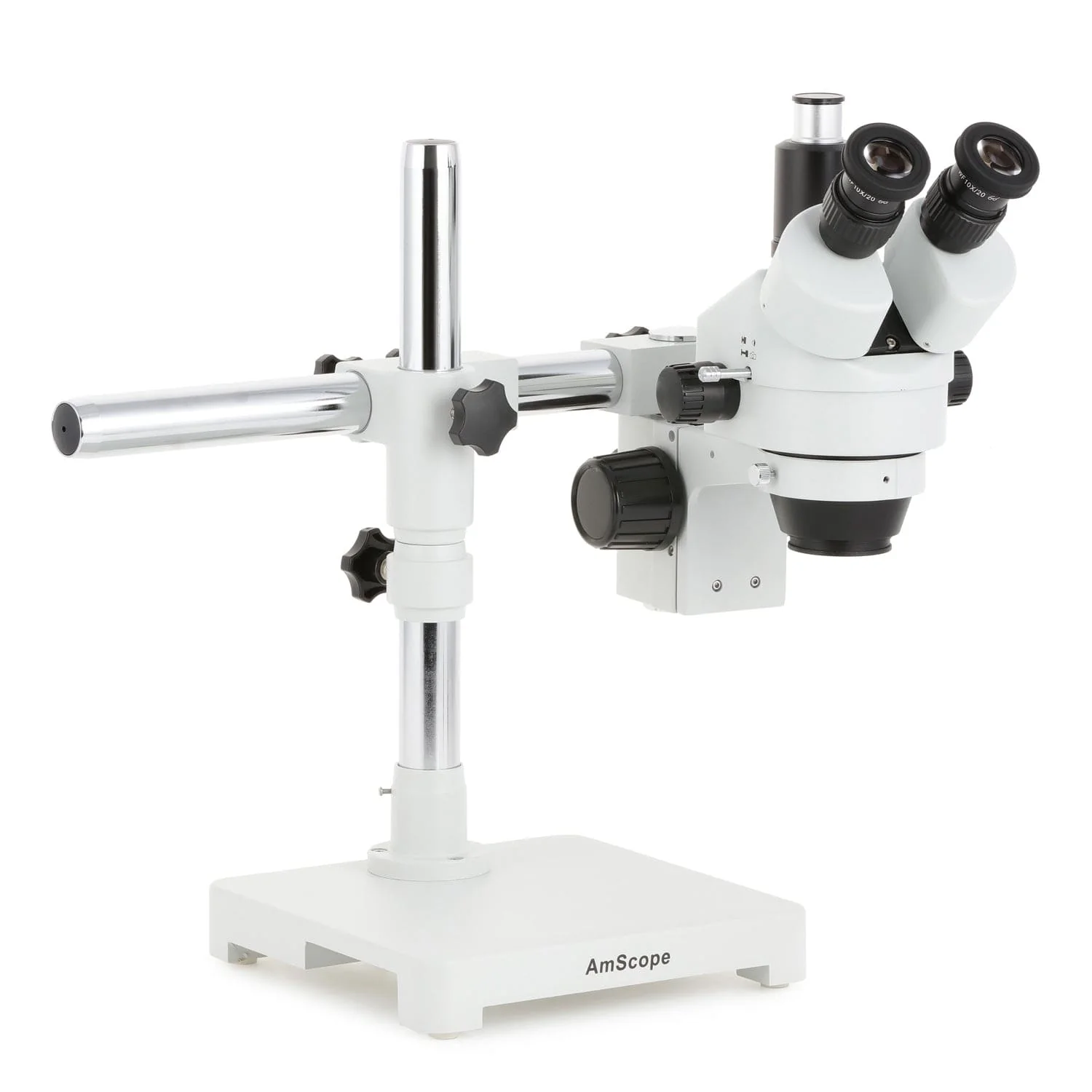 AmScope SM-3 Series Zoom Trinocular Stereo Microscope with 80 LED Direction Variable Ring Light and Auto Focus Camera on Single Arm Boom Stand - Image 10