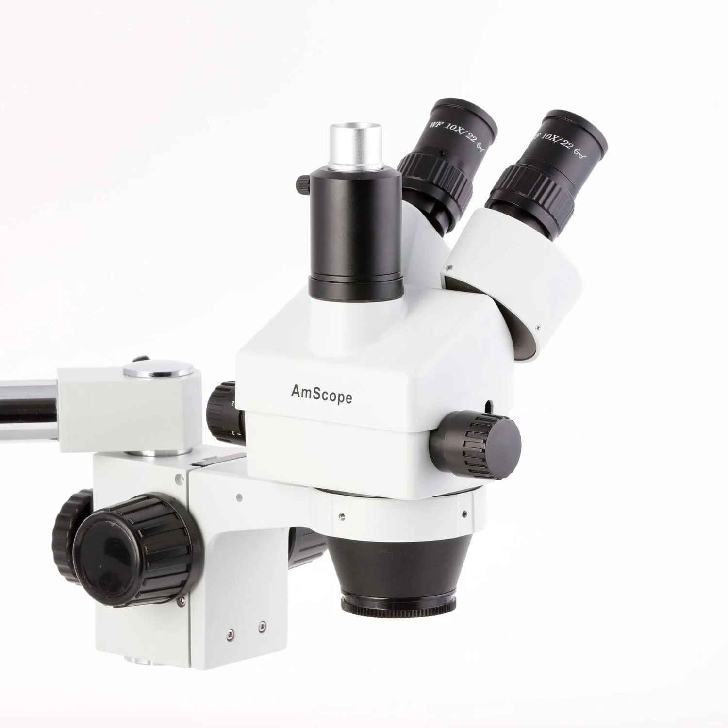 AmScope SM-3 Series Simul-Focal Zoom Trinocular Stereo Microscope with 144 LED Compact Ring Light and Optional Digital Camera on Single Arm Boom Stand - Image 8