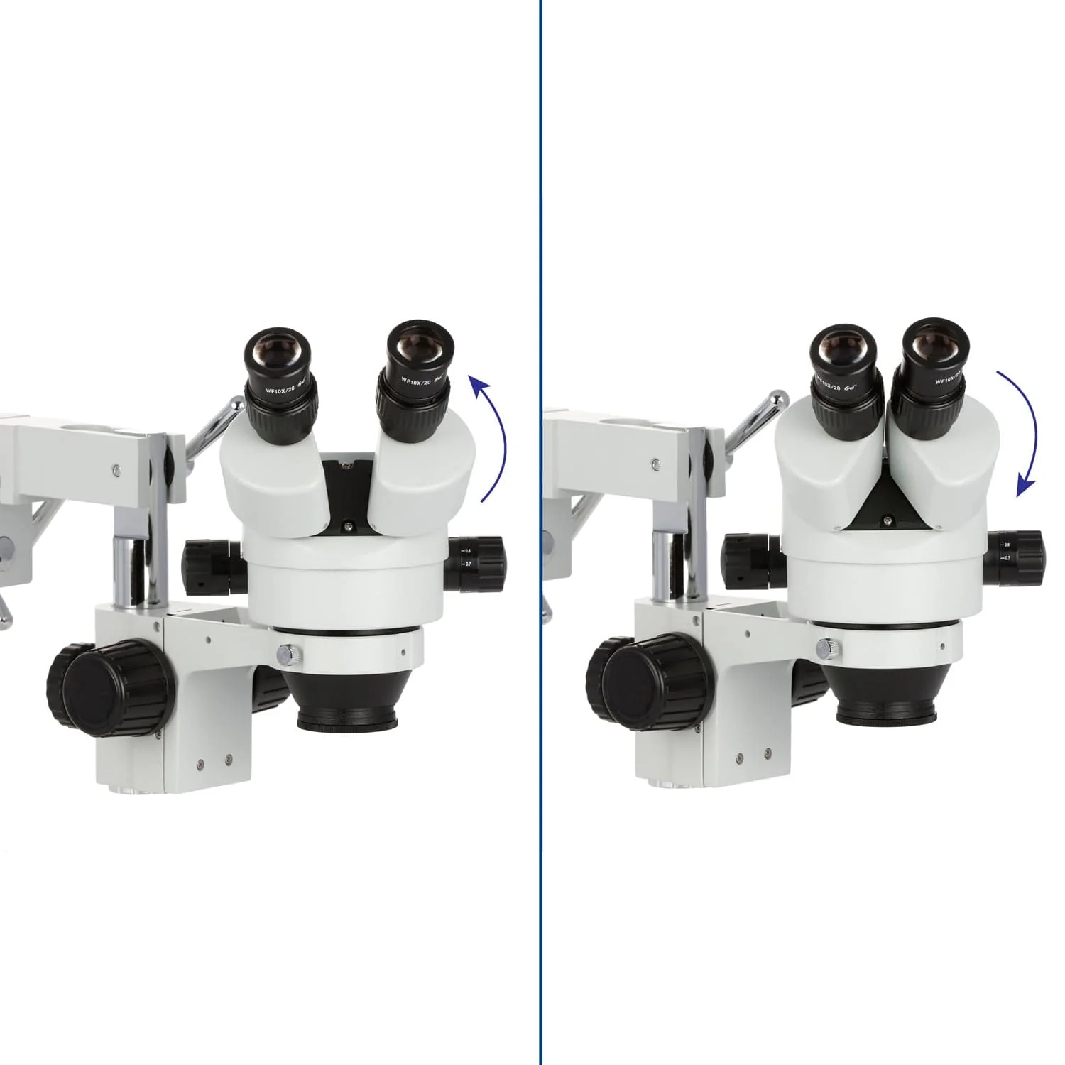 AmScope SM-4B Series Binocular Zoom Stereo Microscope w/80 LED Compact Ring Light and Optional Digital Camera on Double Arm Boom Stand - Image 8