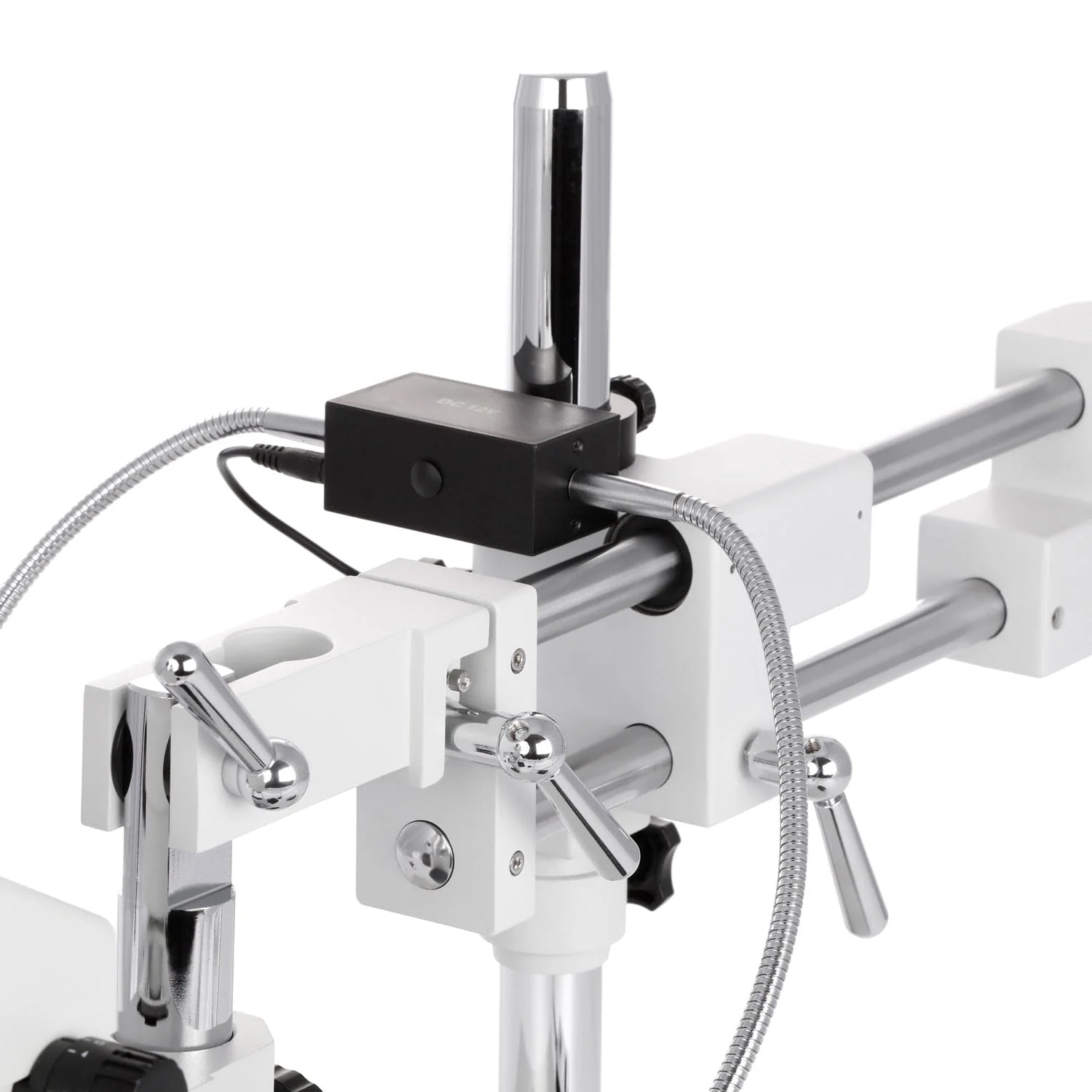 AmScope SM-4B Series Zoom Binocular Stereo Microscope 7X-45X Magnification with 8W LED Dual Gooseneck Illuminator and Optional Digital Camera on Double Arm Boom Stand - Image 3