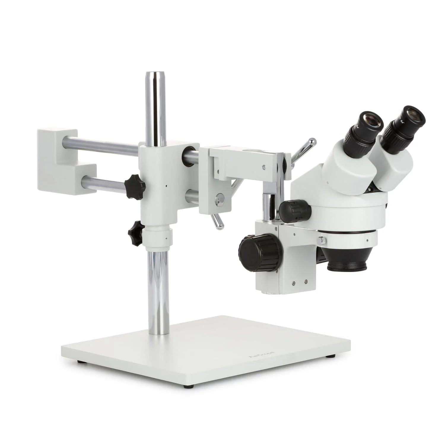 AmScope SM-4 Series 7X-45X Zoom Stereo Microscope on Double Arm Boom Stand with Large Base - Image 10