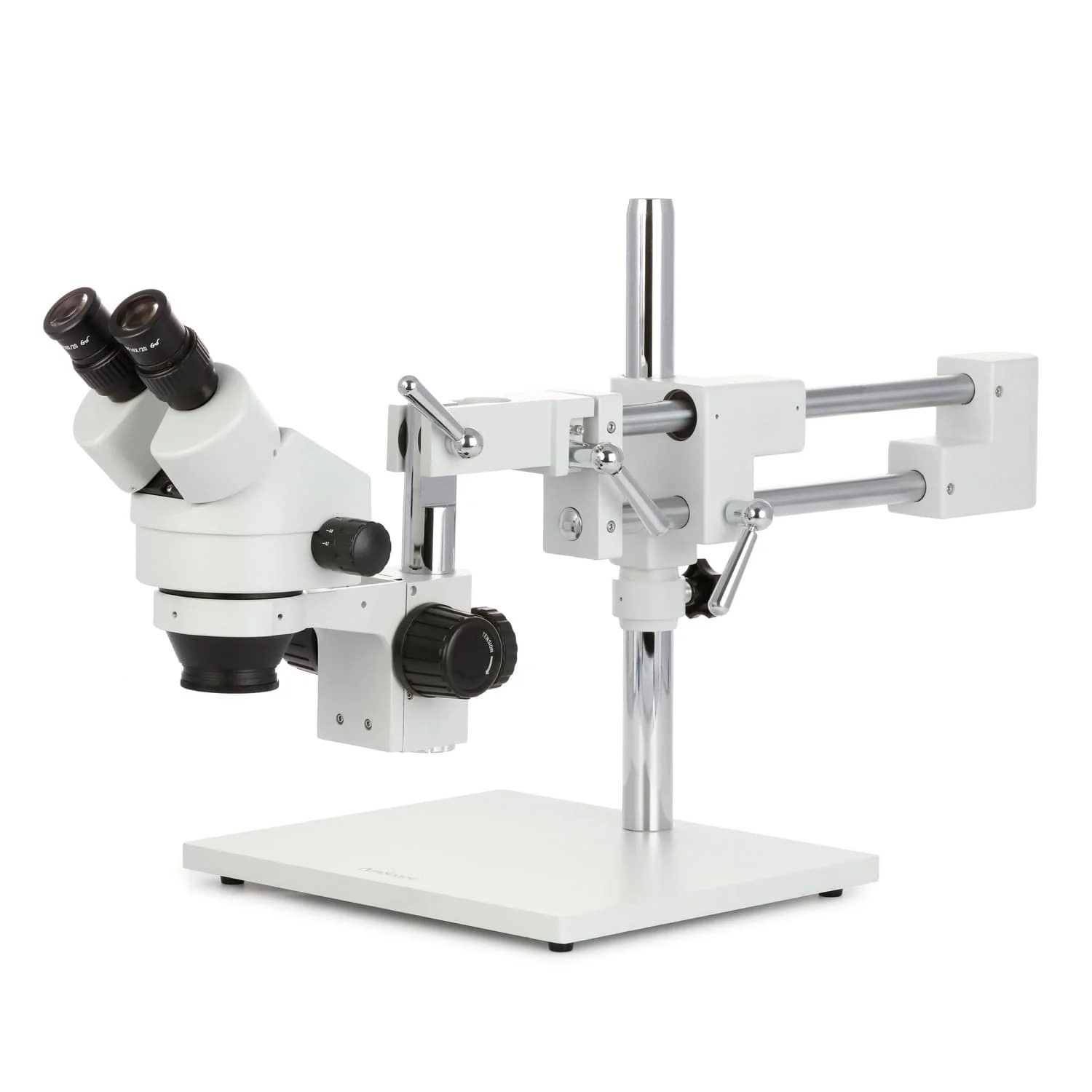 AmScope SM-4 Series 7X-45X Zoom Stereo Microscope on Double Arm Boom Stand with Large Base - Image 8