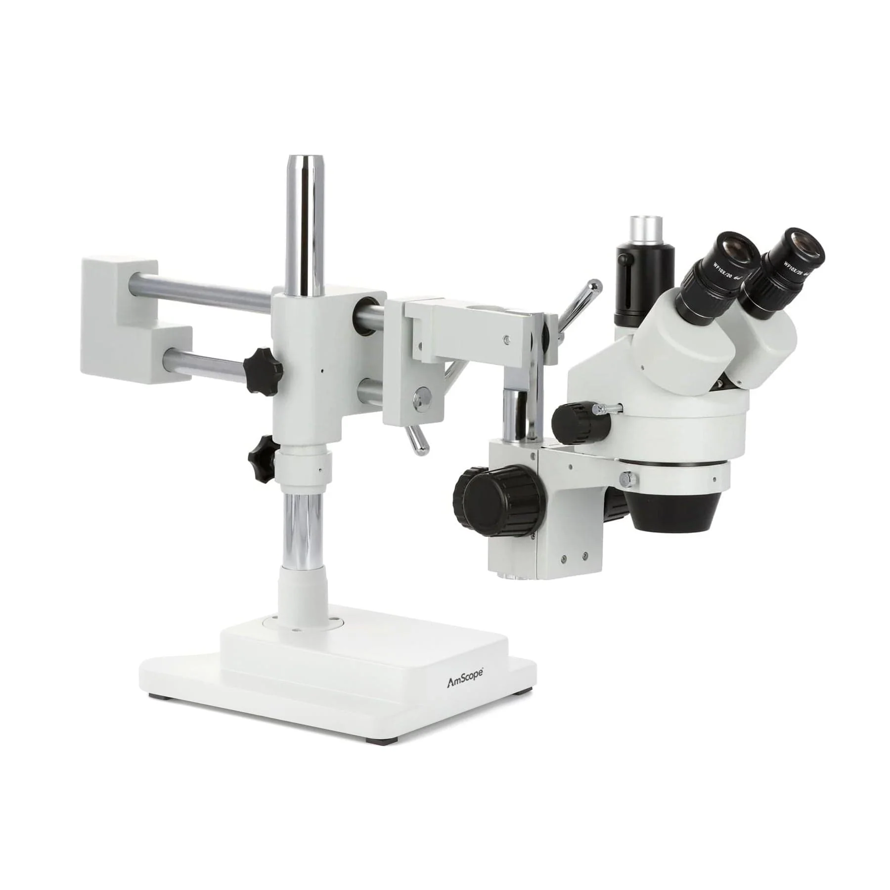 AmScope SM-4 Series Zoom Trinocular Stereo Microscope with Optional Digital Camera on Double Arm Boom Stand - Image 7