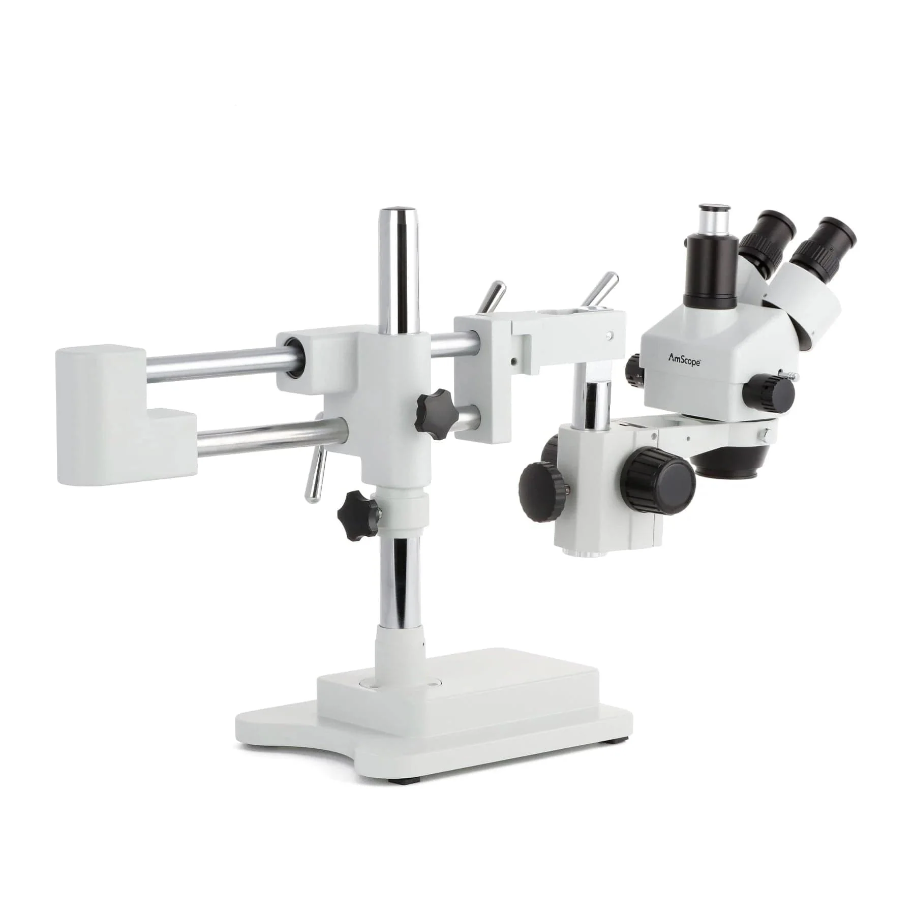 AmScope SM-4 Series Zoom Trinocular Stereo Microscope with Heavy Duty 80 LED Ring Light and Auto Focus Camera on Double Arm Boom Stand - Image 8