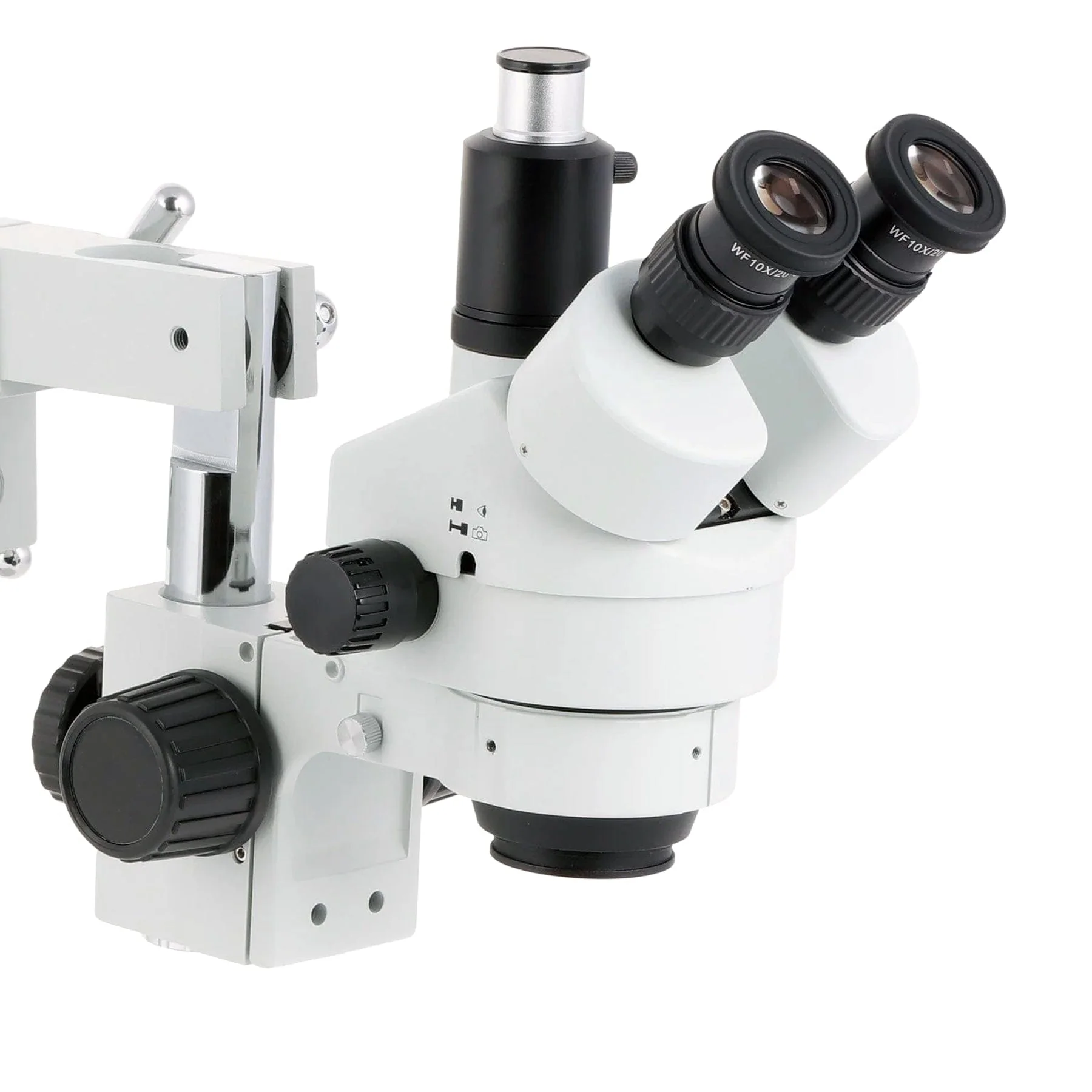 AmScope SM-4 Series Simul-Focal Zoom Trinocular Stereo Microscope with Multi-Zone 144 LED and Optional Digital Camera on Double Arm Boom Stand - Image 9