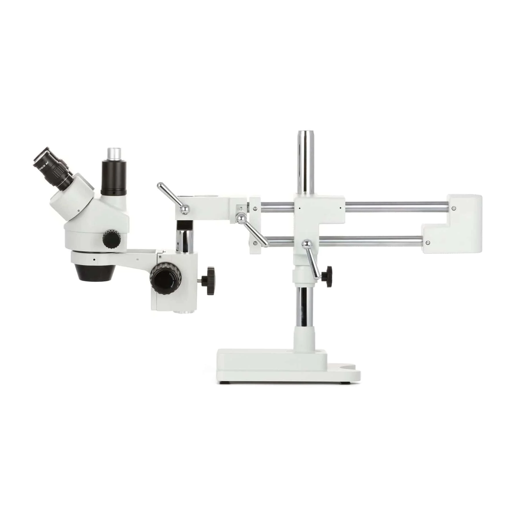 AmScope SM-4 Series Simul-Focal Zoom Trinocular Stereo Microscope with 30W LED Dual Gooseneck Fiber Optic Lights and Auto Focus Camera on Double Arm Boom Stand - Image 10