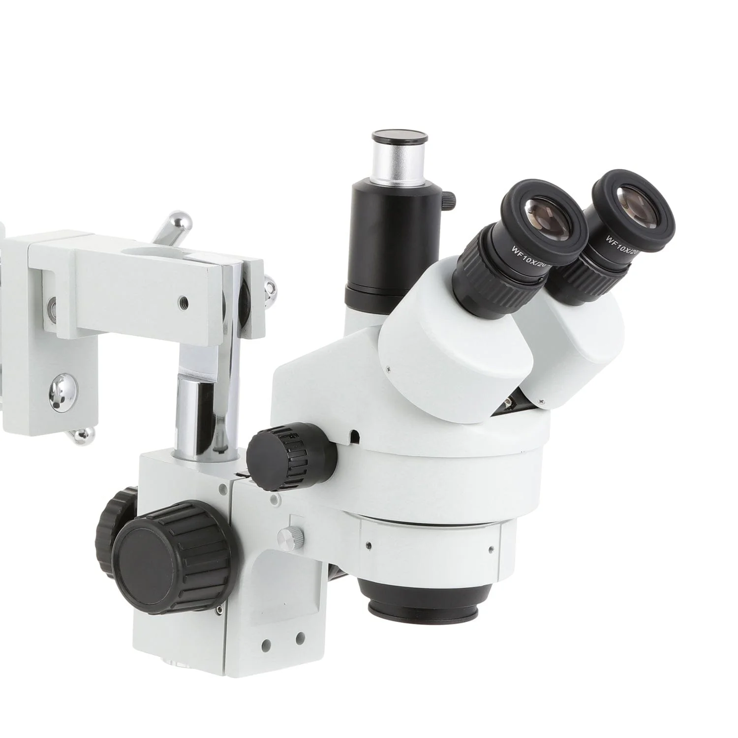 AmScope SM-4 Series Simul-Focal Zoom Trinocular Stereo Microscope with 150W Halogen Dual Fiber Gooseneck Lights and HDMI Camera on Double Arm Boom Stand - Image 6