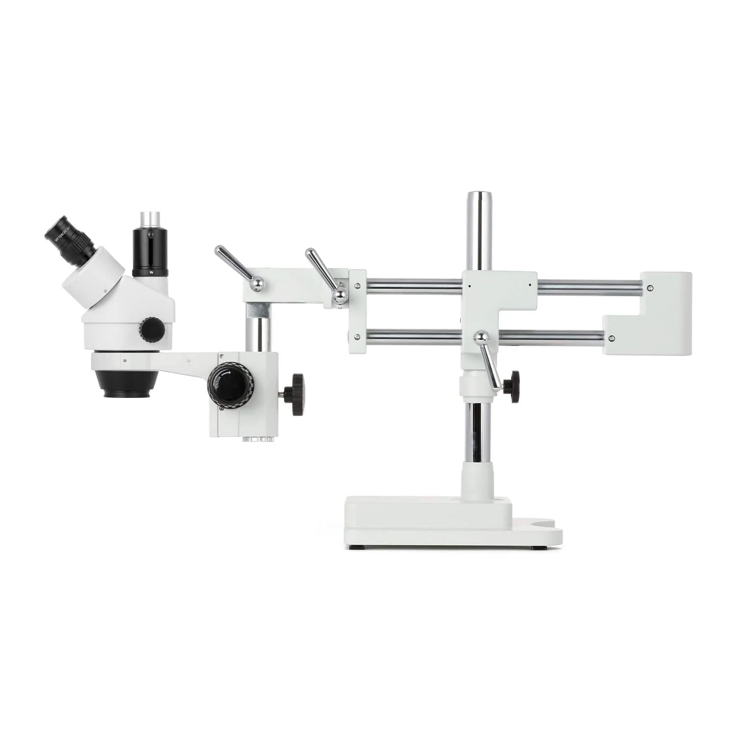 AmScope SM-4 Series Simul-Focal Zoom Trinocular Stereo Microscope with 150W Halogen Ring Light and HDMI Camera on Double Arm Boom Stand - Image 11