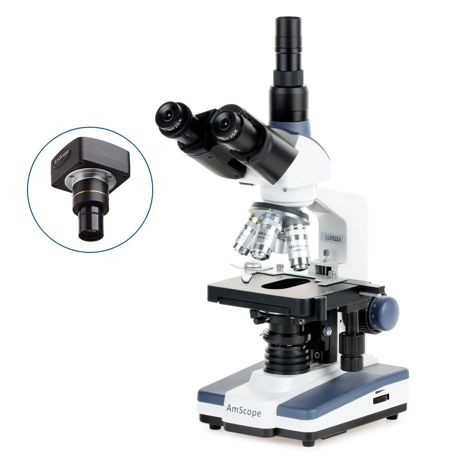 AmScope T120 Series Student and Professional Trinocular Compound Microscope with LED, 3d Mechanical Stage, Siedentopf Head and Optional Digital Camera - Image 4