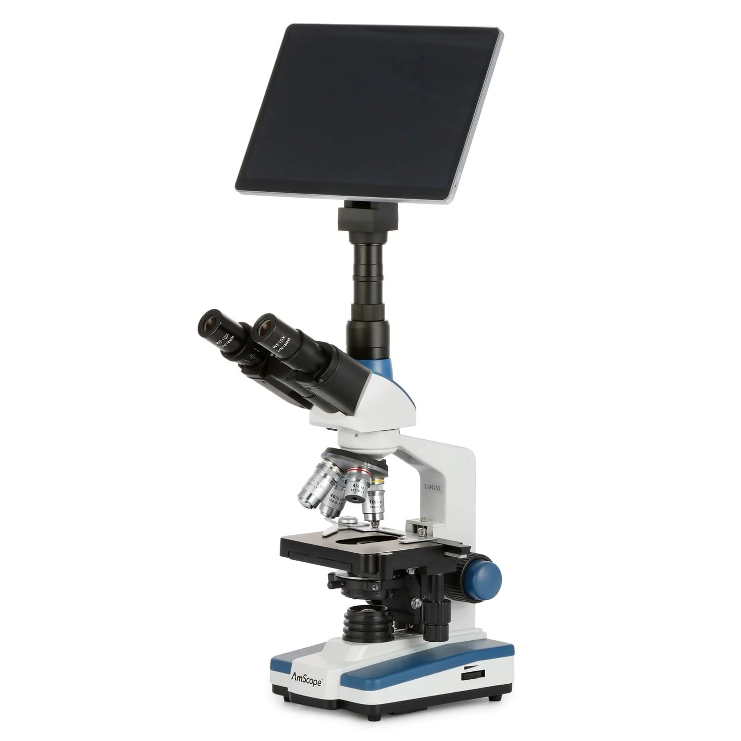 AmScope T120 Series Biological Trinocular Compound Microscope + LED Illumination + 10.5" Touchscreen 8MP Imaging System