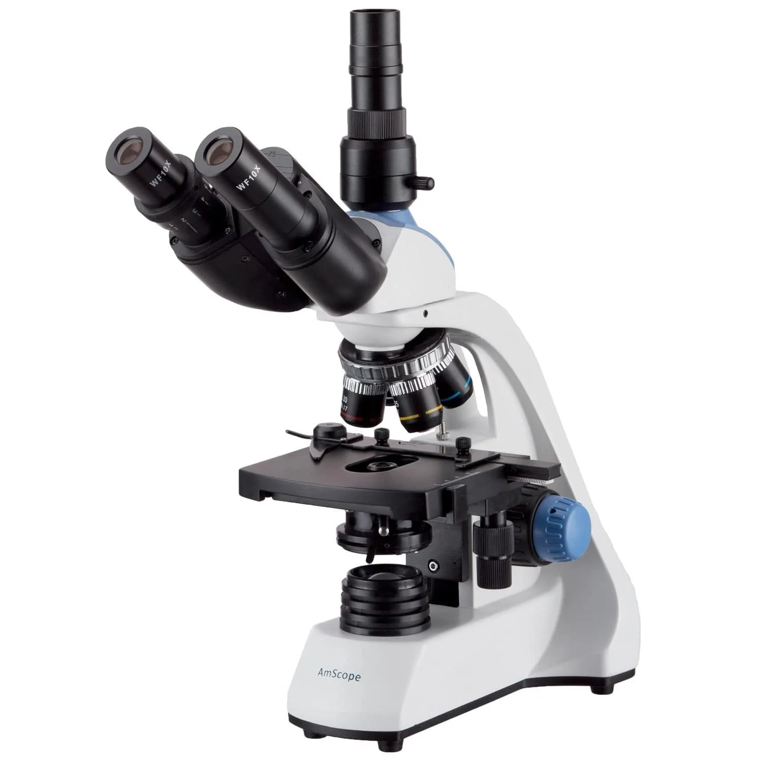 AmScope T250 Series Compact Student and Professional LED Siedentopf Trinocular Compound Microscope with 3D Mechanical Stage and Optional Digital Camera
