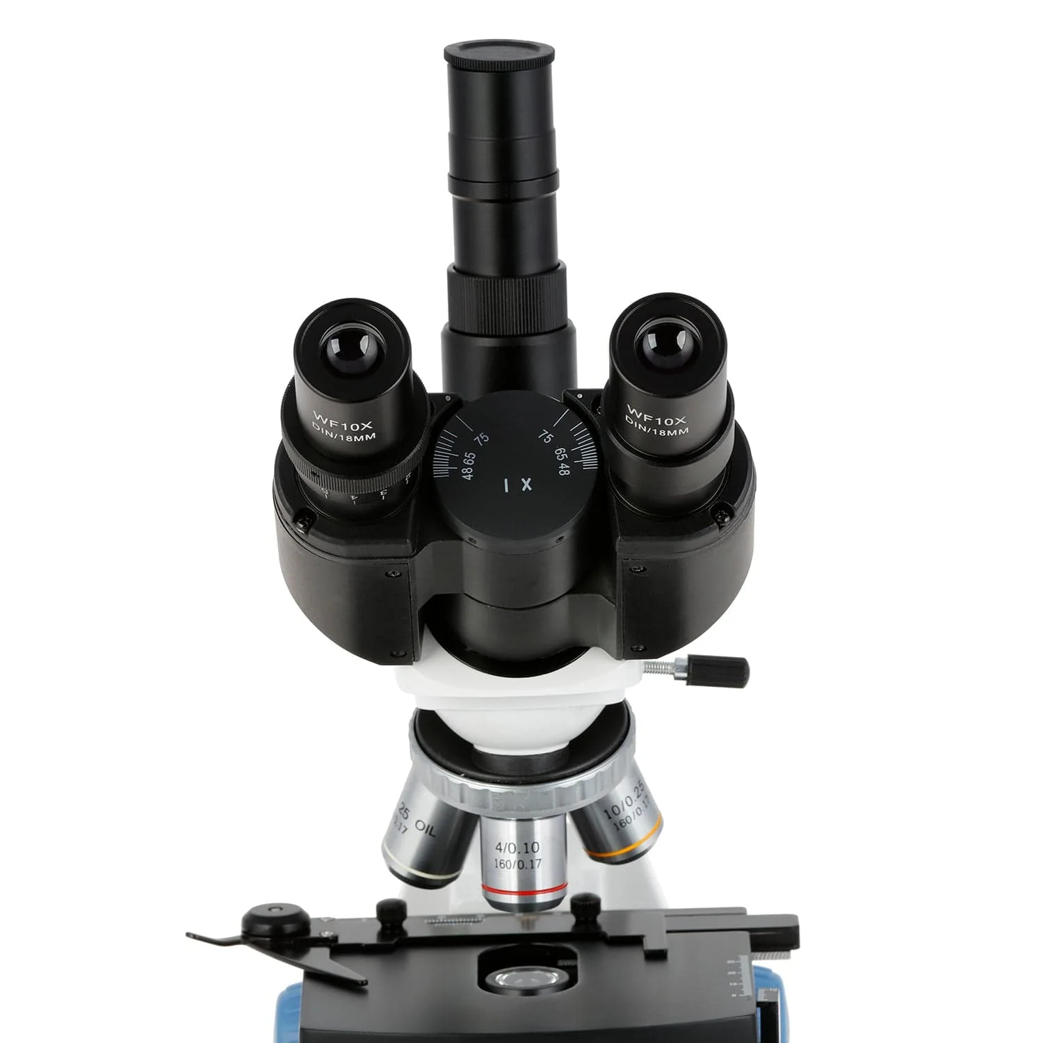 AmScope T250 Series Compact Student and Professional LED Siedentopf Trinocular Compound Microscope with 3D Mechanical Stage and Optional Digital Camera - Image 10
