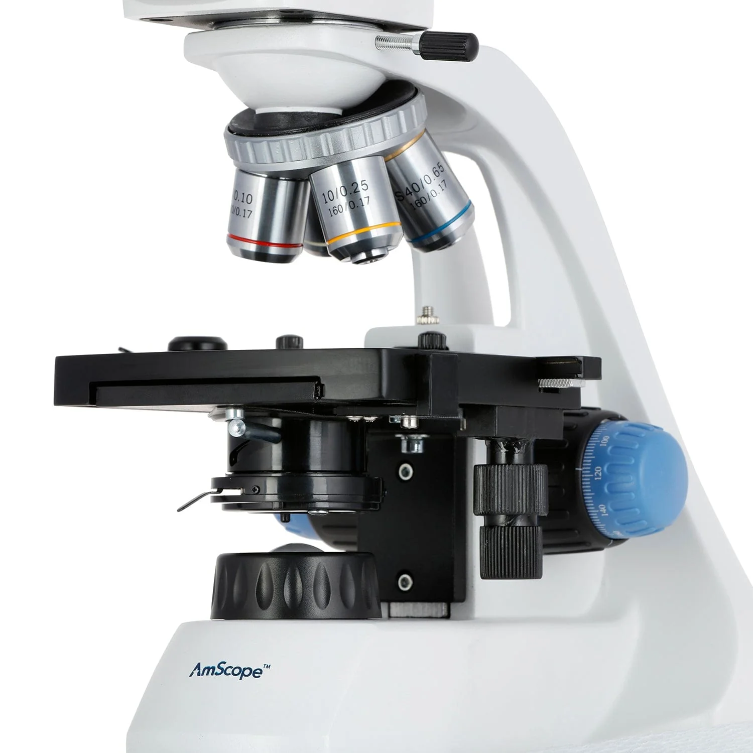 AmScope T250 Series Compact Student and Professional LED Siedentopf Trinocular Compound Microscope with 3D Mechanical Stage and Optional Digital Camera - Image 12