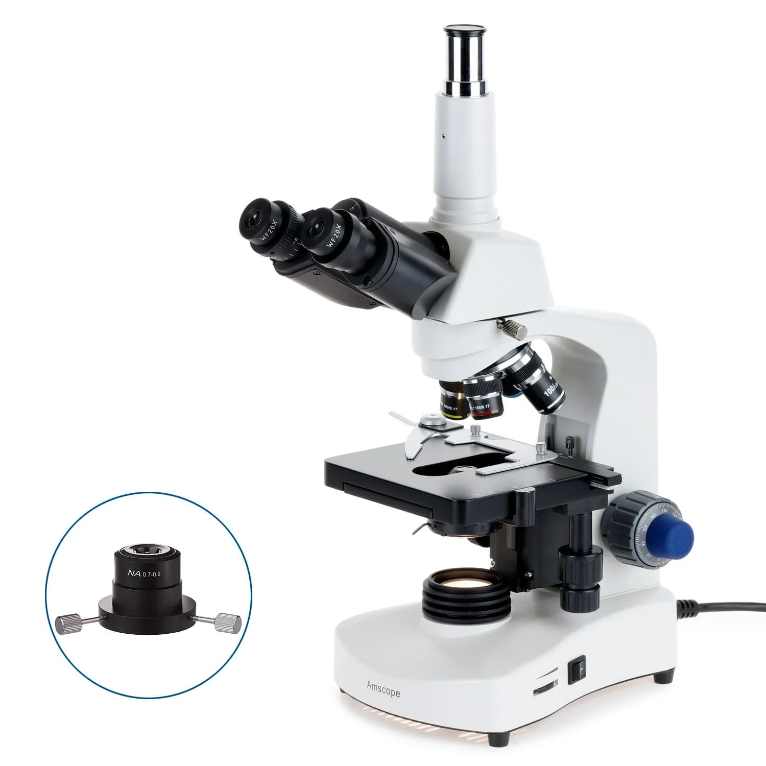AmScope T340 Series LED Darkfield Trinocular Compound Microscope with Optional Digital Camera