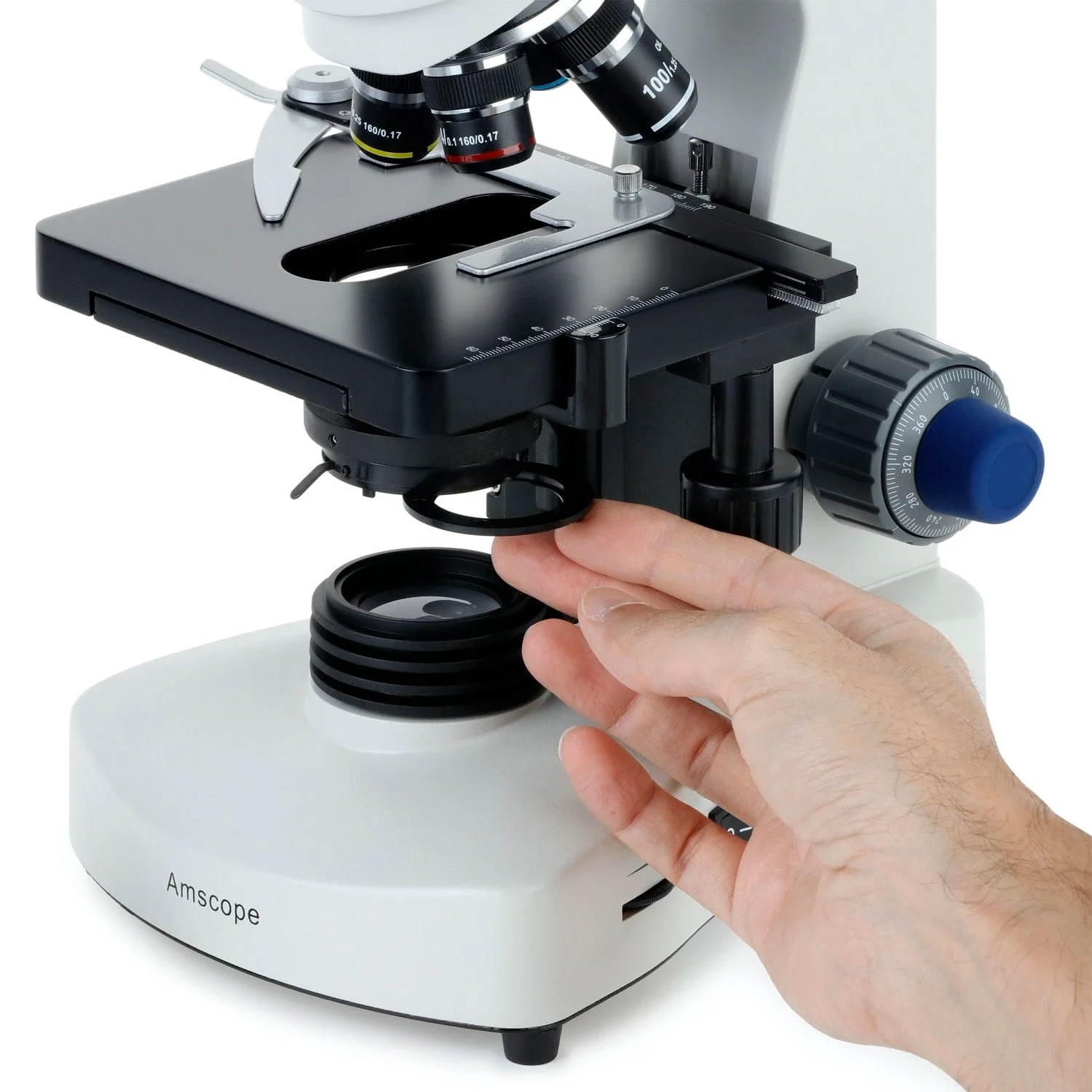 AmScope T340 Series LED Darkfield Trinocular Compound Microscope with Optional Digital Camera - Image 10