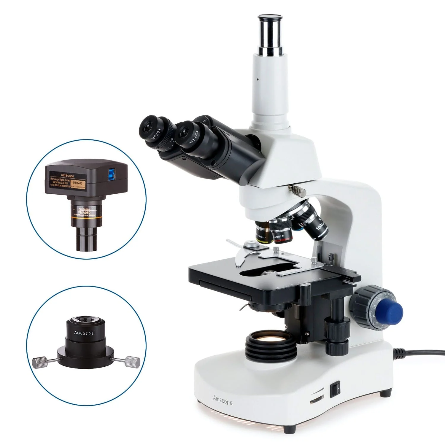 AmScope T340 Series LED Darkfield Trinocular Compound Microscope with Optional Digital Camera - Image 6