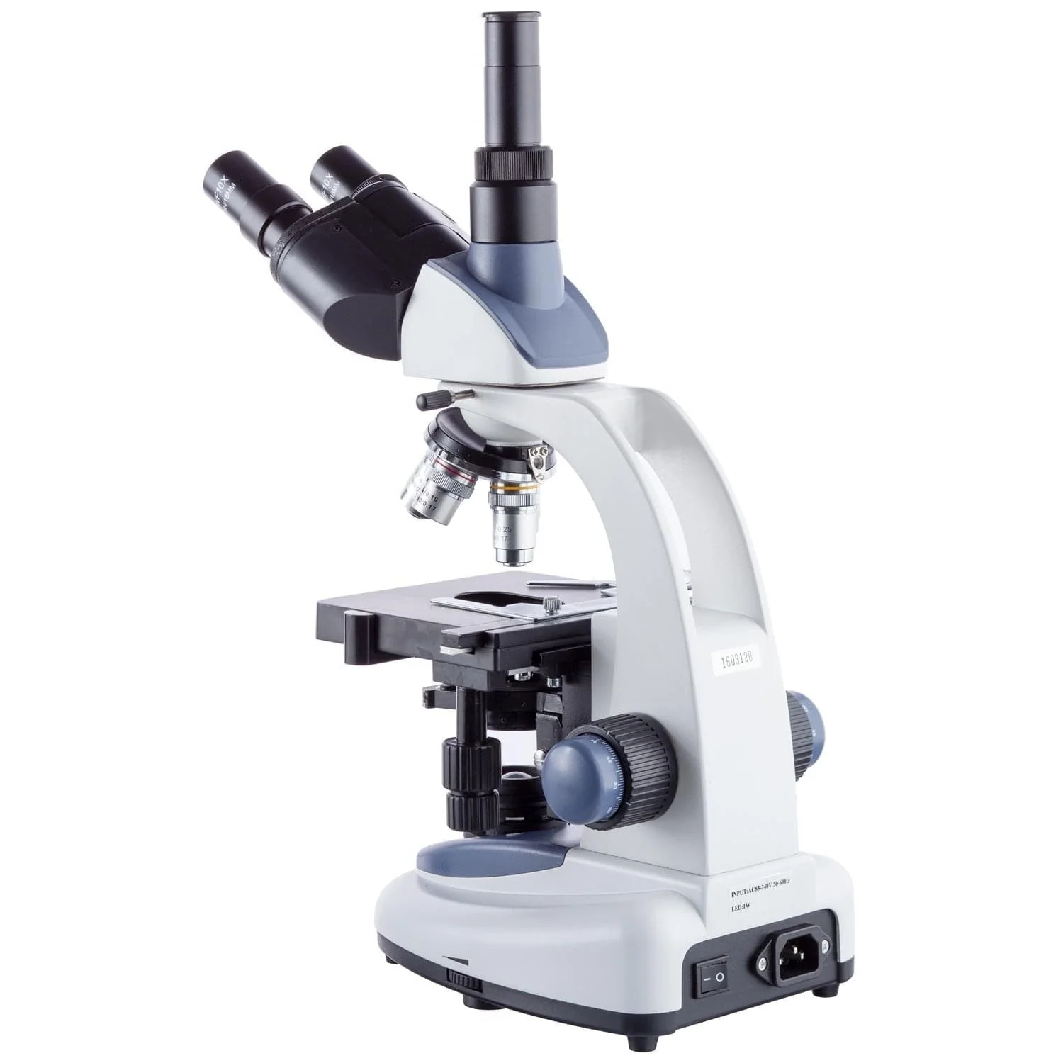 AmScope T380 Series Siedentopf Biological Trinocular Compound Microscope with 1W LED, Modern Ergonomic Design, 3D Mechanical Stage and Optional Digital Camera - Image 6