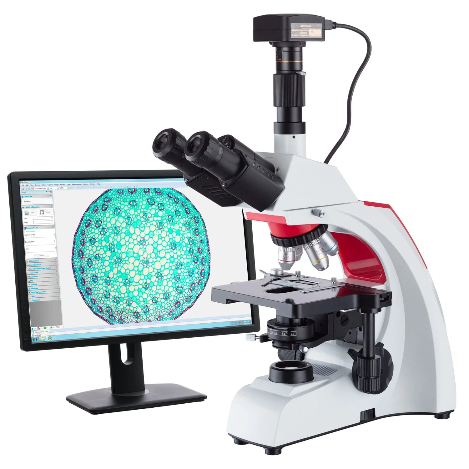 AmScope T430 Series Student and Professional Biological Trinocular Compound Microscope with port for Digital Cameras - Image 5