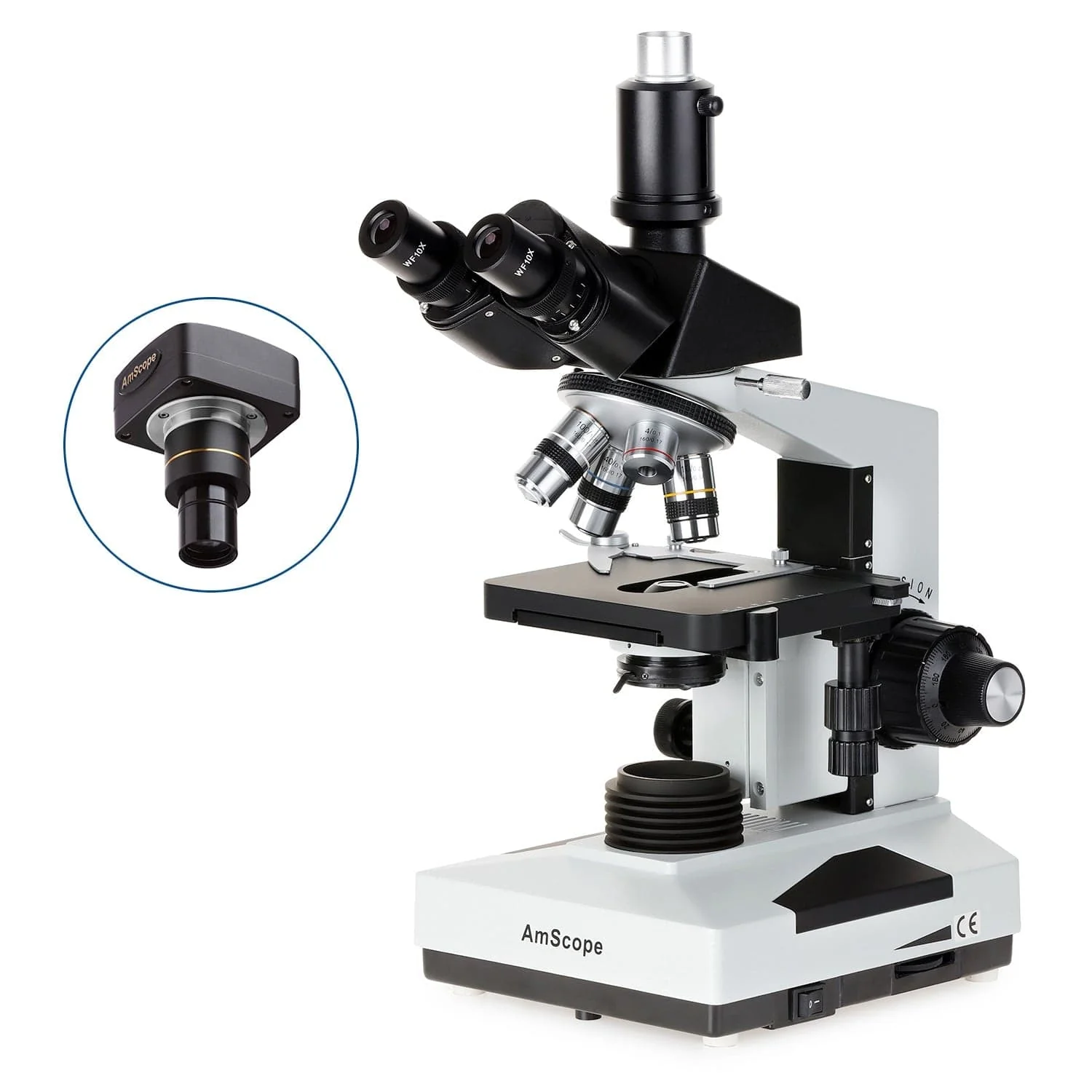 AmScope T490 Series Simul-Focal Biological Trinocular Compound Microscope with Optional Digital Camera - Image 2