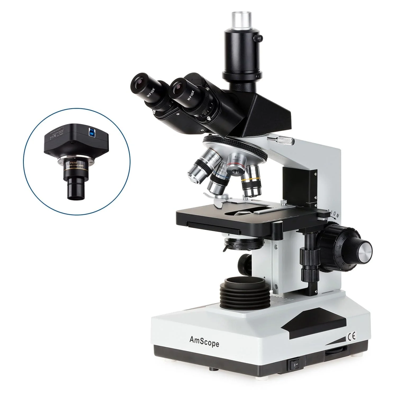 AmScope T490 Series Simul-Focal Biological Trinocular Compound Microscope with Optional Digital Camera - Image 3