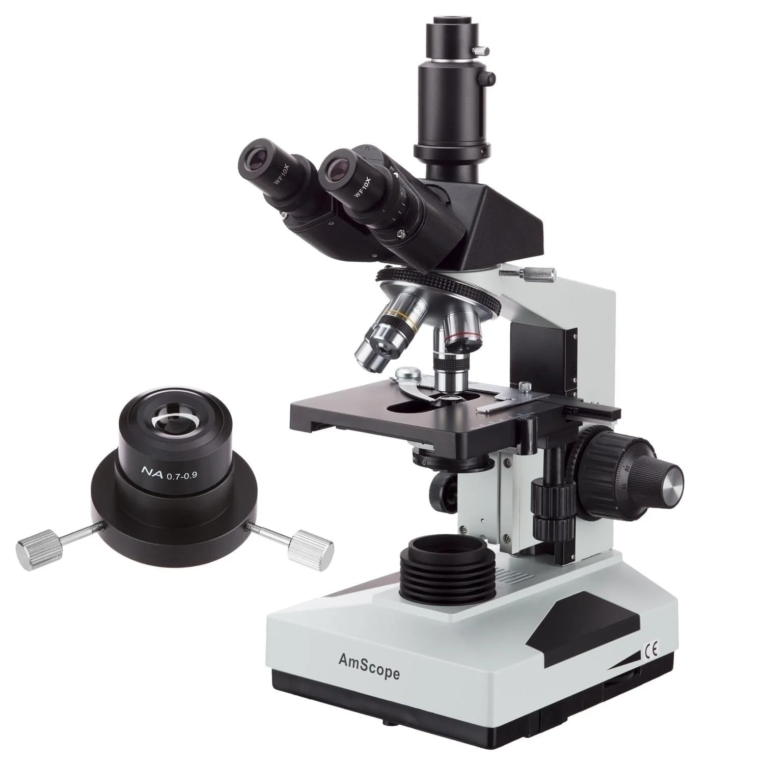 AmScope T490 Series Dry-Darkfield Trinocular Compound Microscope with optional C-mount Camera