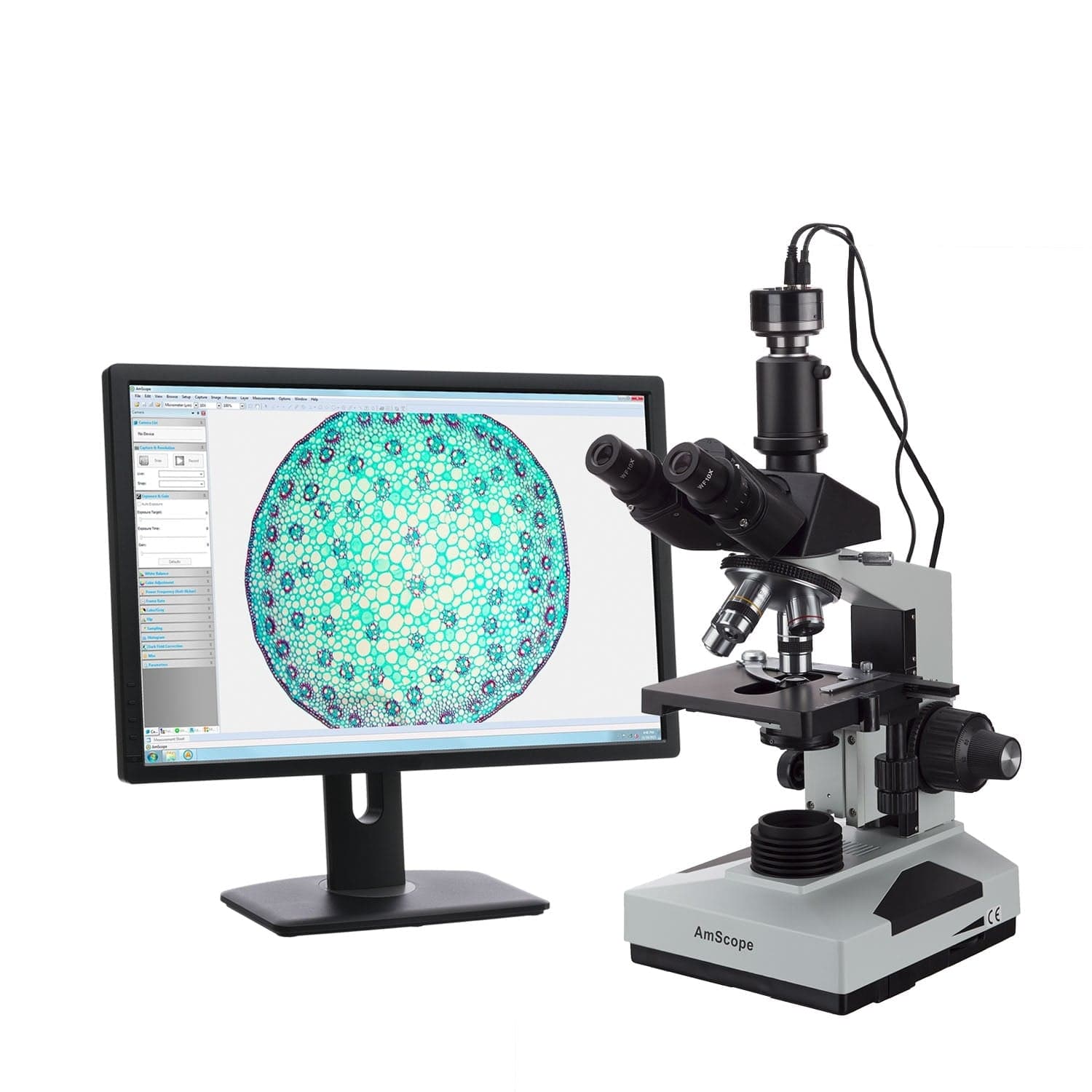 AmScope T490 Series Biological Trinocular Compound Microscope with HDMI C-mount Camera - Image 2