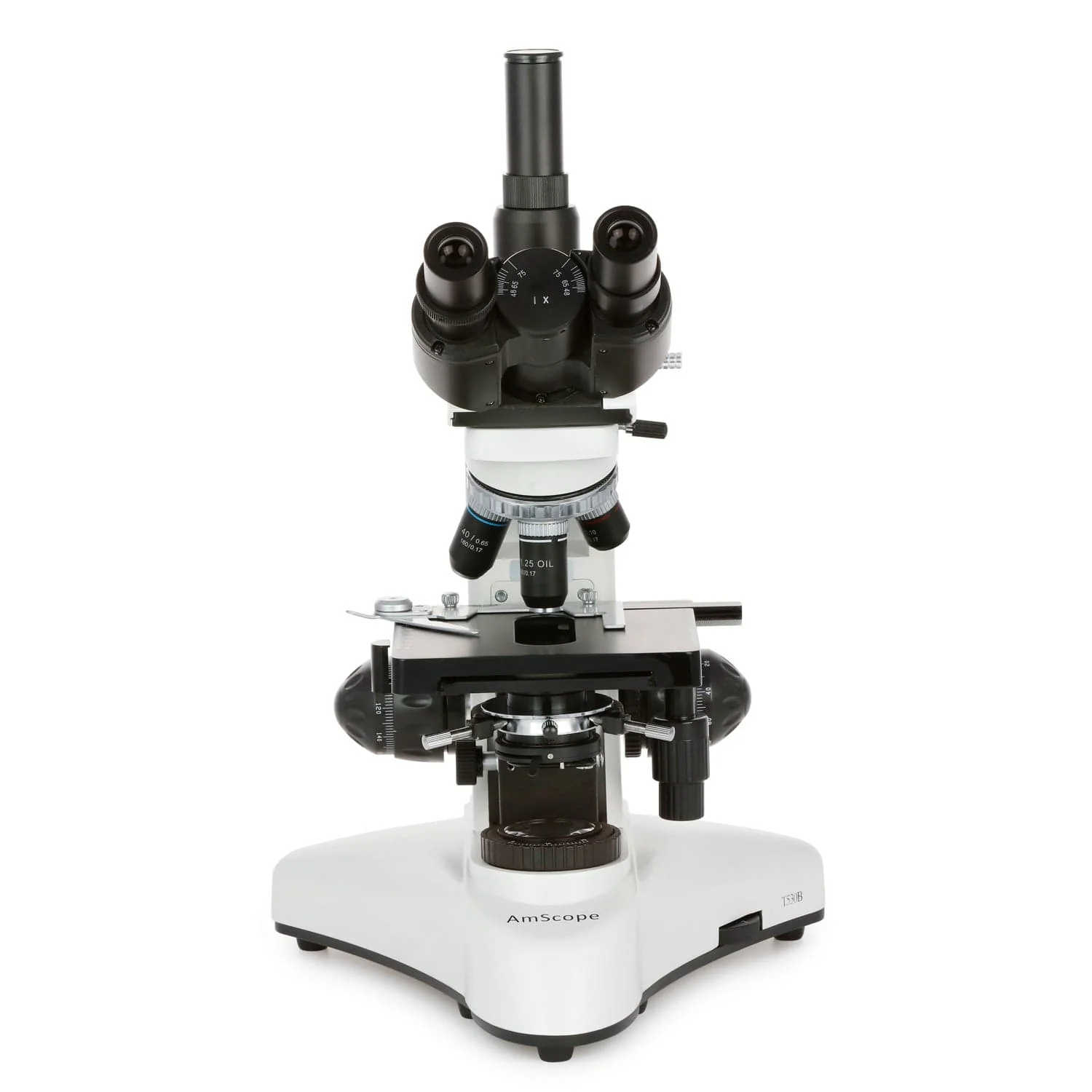 AmScope Outlet T530 Series Biological Compact Base Trinocular Compound Microscope with 20W Halogen Kohler Illumination, 3D Mechanical Stage and Optional Digital Microscope - Image 9