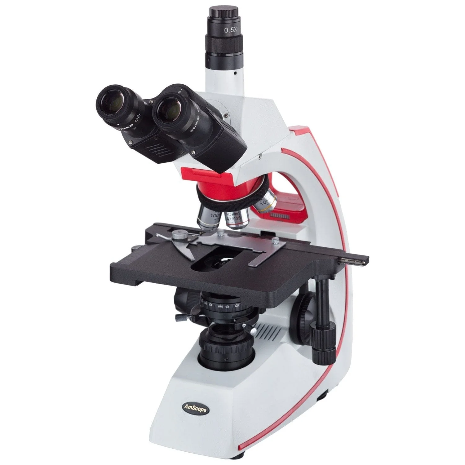 AmScope T620 Series Simul-Focal Trinocular Compound Microscope with 3W LED Kohler Illumination, 3D Mechanical Stage and Optional Digital Camera - Image 6