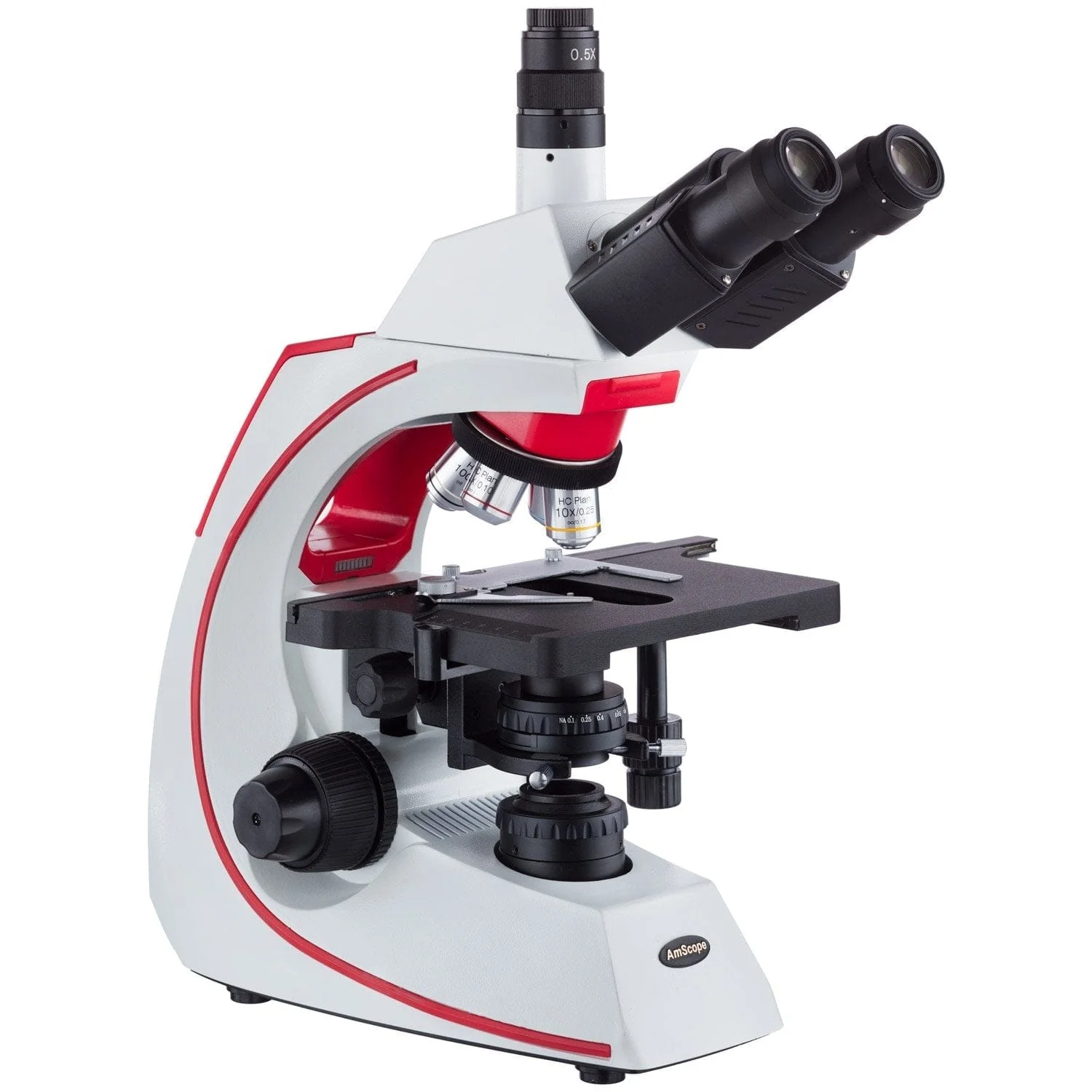 AmScope T620 Series Simul-Focal Trinocular Compound Microscope with 3W LED Kohler Illumination, 3D Mechanical Stage and Optional Digital Camera - Image 7