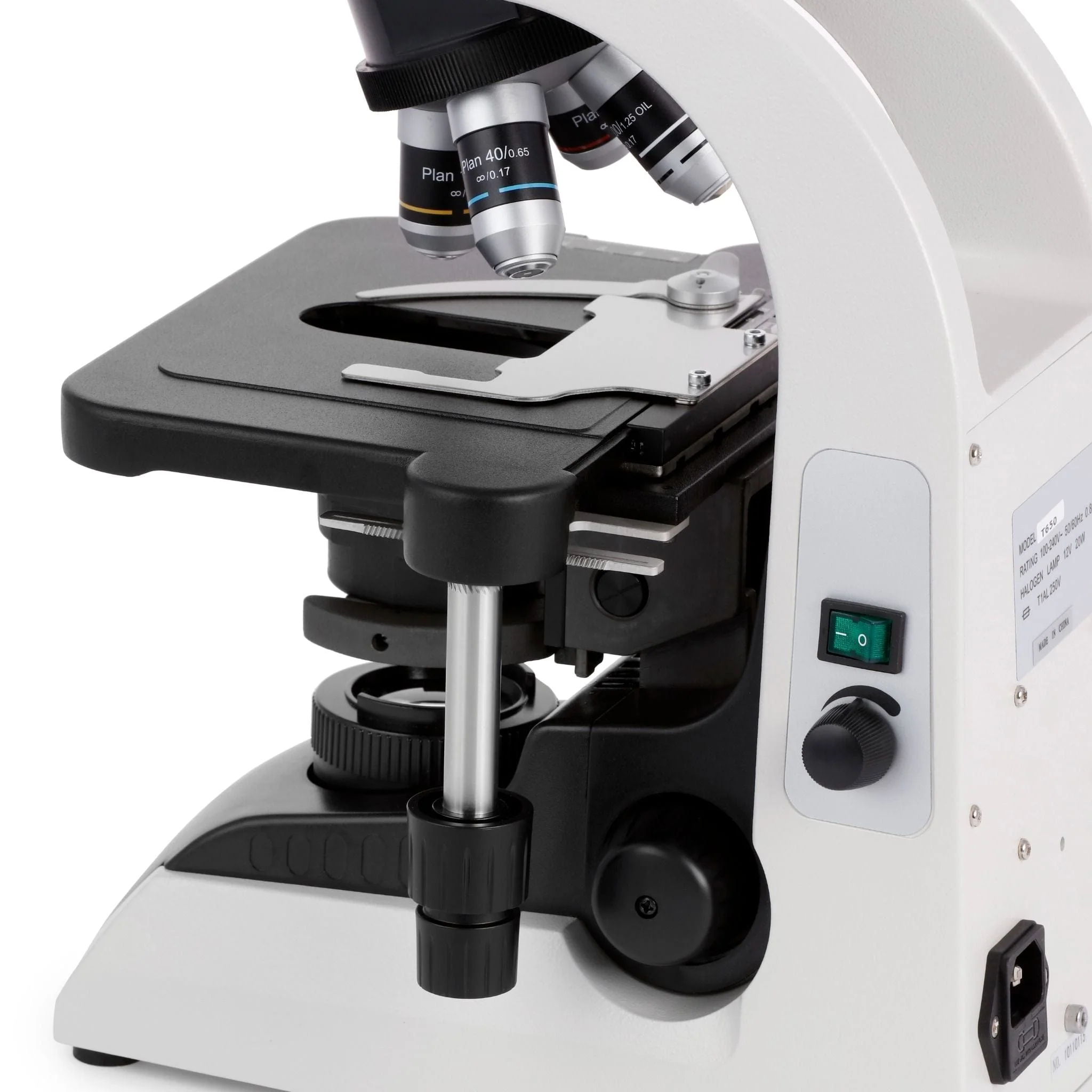 AmScope T650 Series Infinity Plan Biological Trinocular Compound Microscope with 20W Halogen, 3D Mechanical Stage and Optional Digital Camera - Image 10