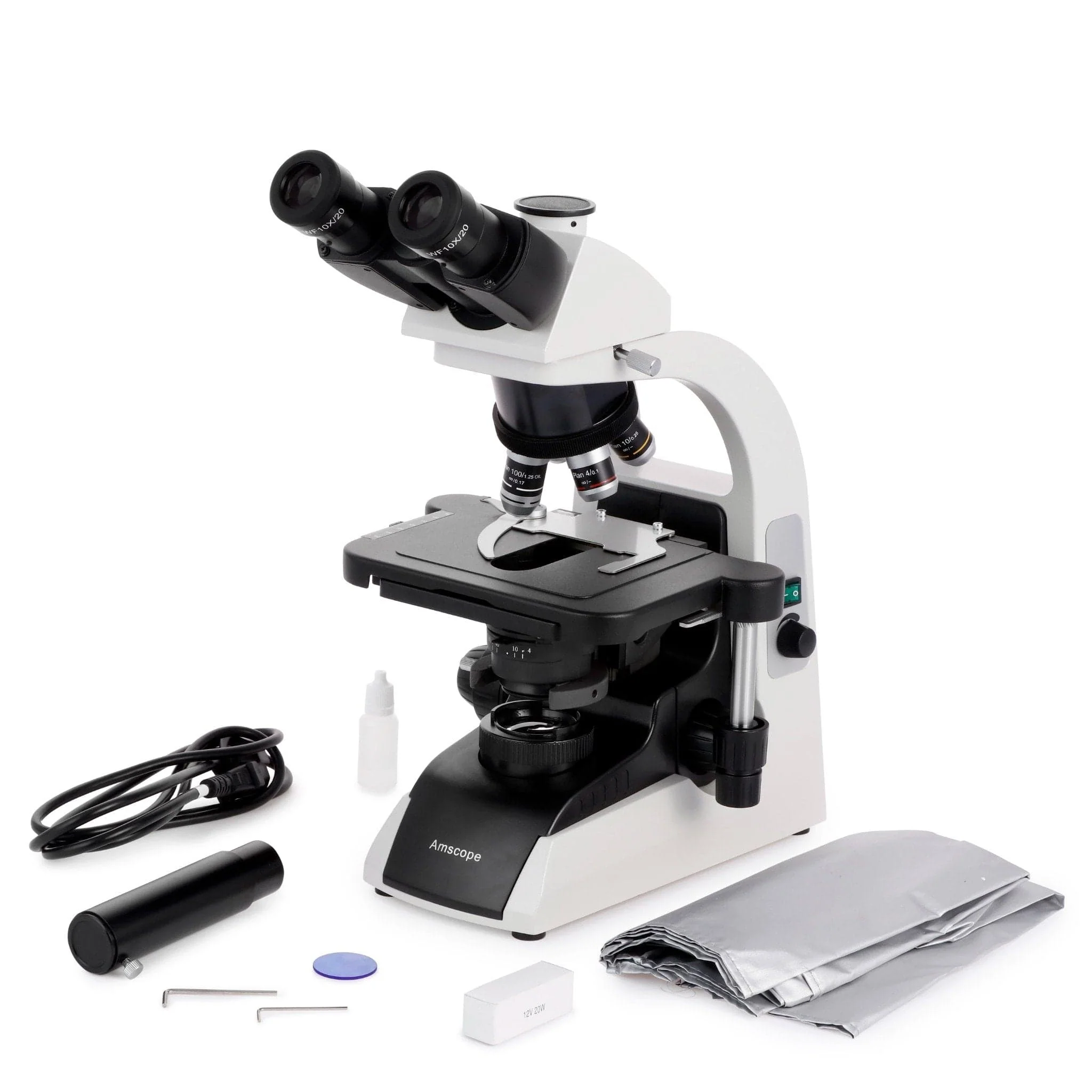 AmScope T650 Series Infinity Plan Biological Trinocular Compound Microscope with 20W Halogen, 3D Mechanical Stage and Optional Digital Camera - Image 14