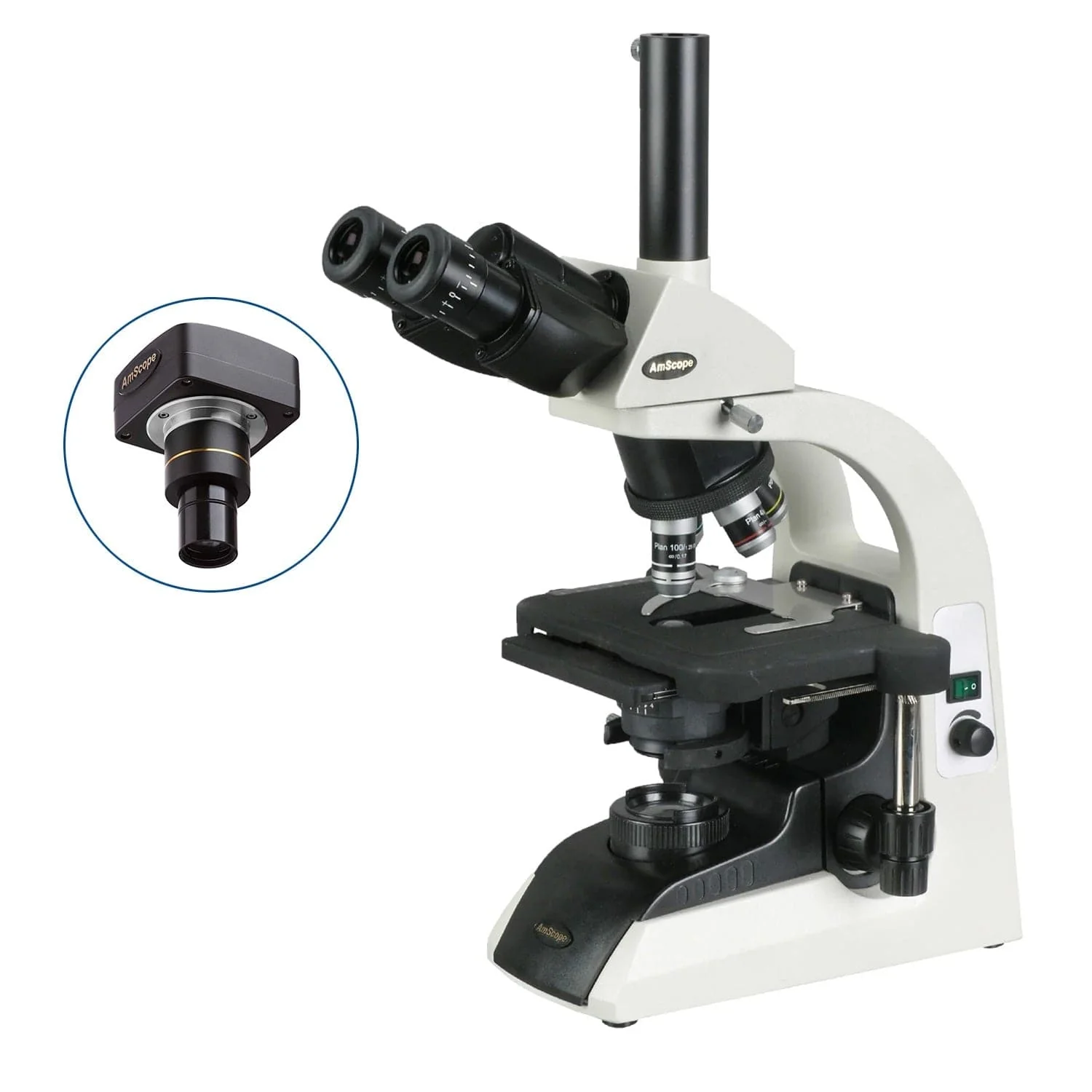 AmScope T650 Series Infinity Plan Biological Trinocular Compound Microscope with 20W Halogen, 3D Mechanical Stage and Optional Digital Camera - Image 3