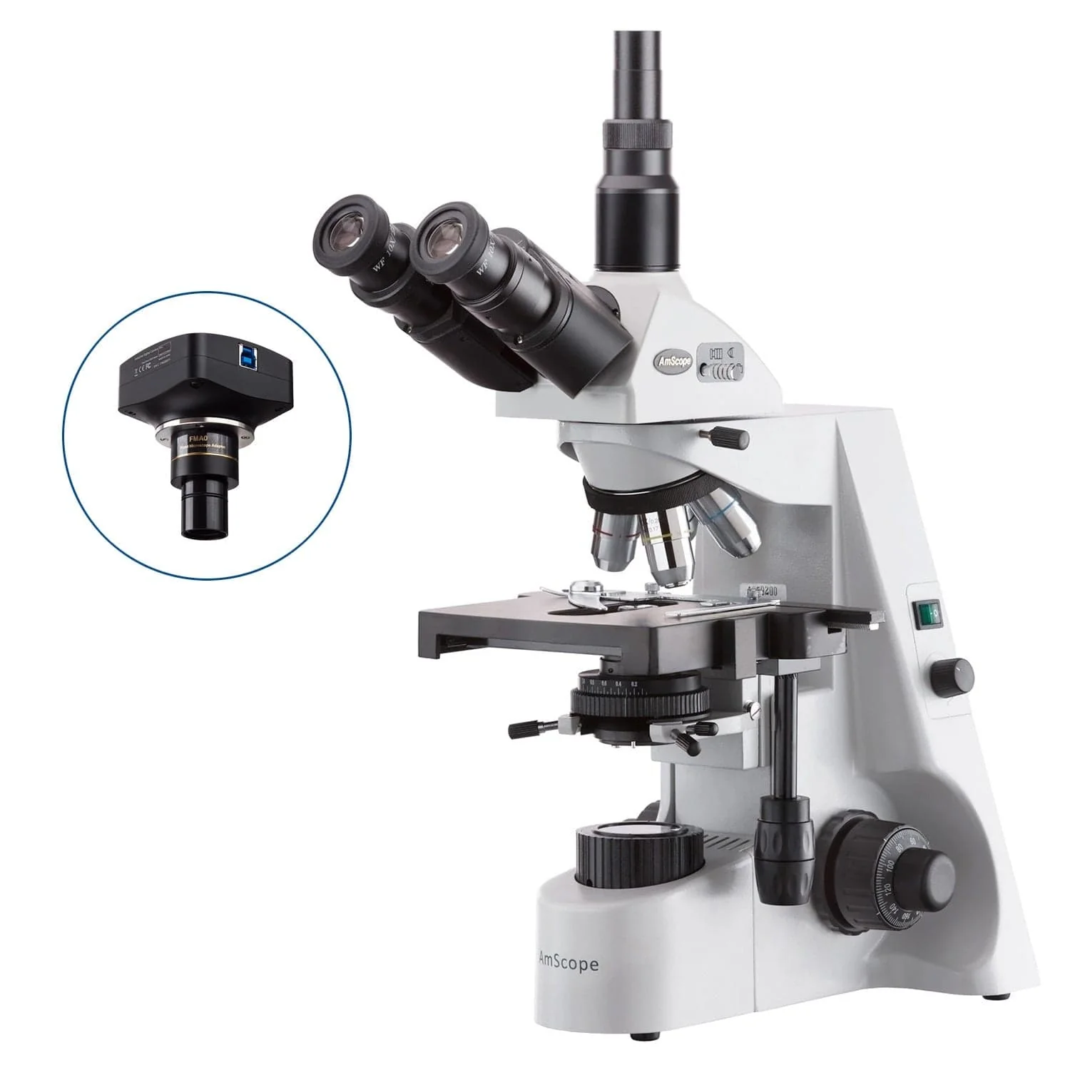 AmScope T660 Series Professional Biological Trinocular Compound Microscope with 20W Halogen Kohler Illumination, 3D Mechanical Stage and Optional Digital Camera - Image 3