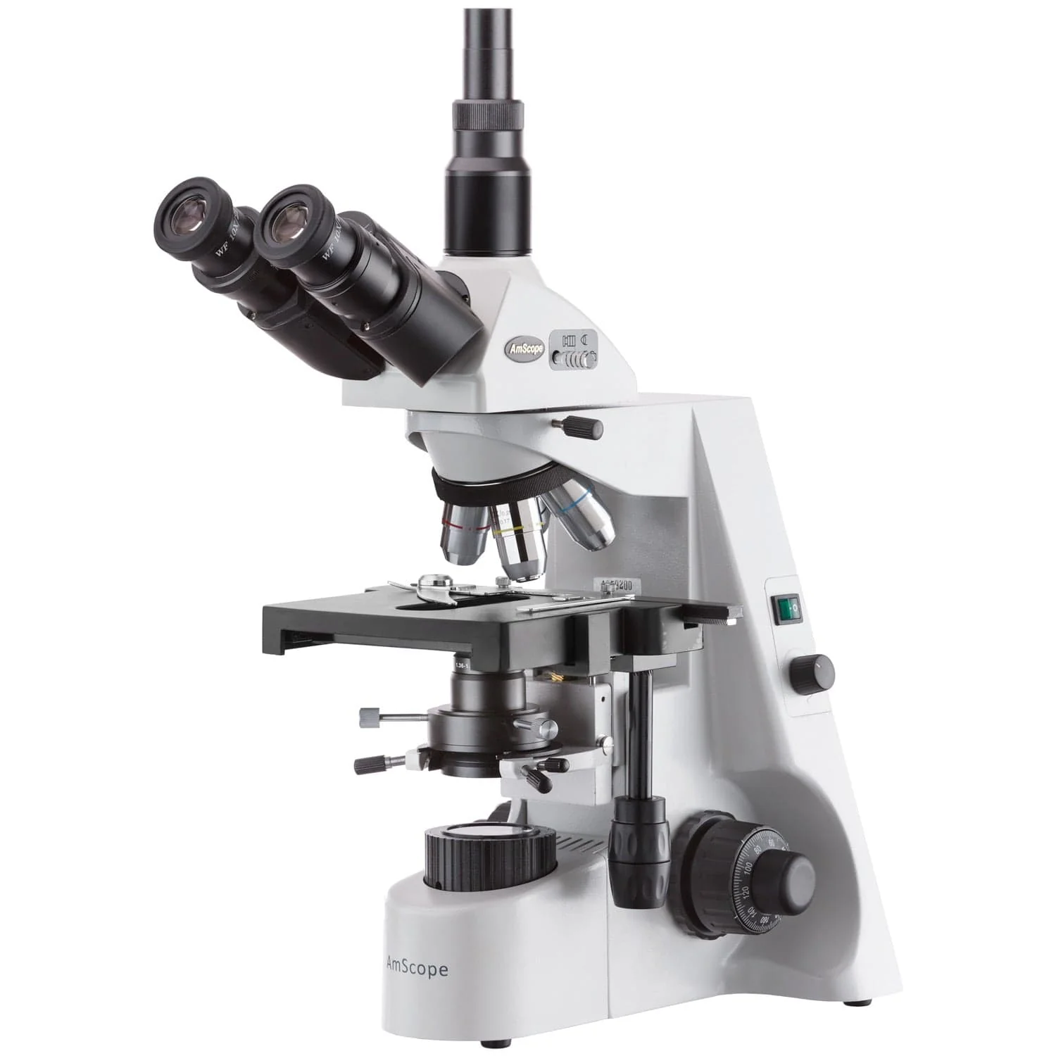 AmScope T660 Series Biological Trinocular Compound Microscope with Darkfield Condenser and 100X Objective + Optional Digital Camera - Image 4