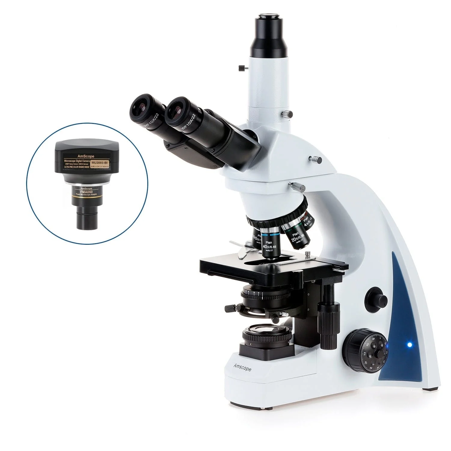 AmScope T670 Series Trinocular Compound Microscope with Koehler LED, Plan Achromatic Objectives and Optional Camera - Image 4