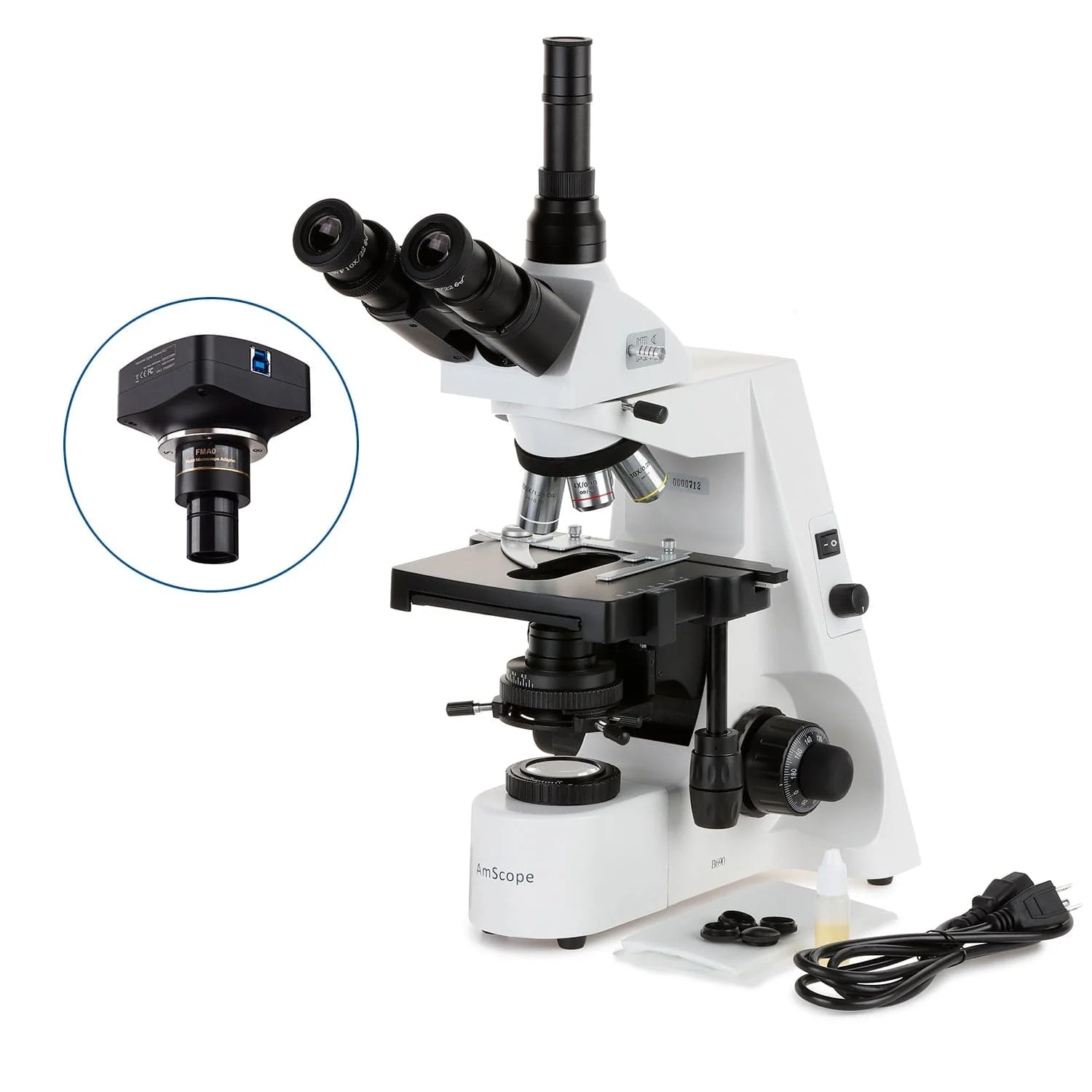 AmScope T690 Series Infinity-Corrected Trinocular Compound Microscope with 20W Halogen Kohler Illumination, 3D Mechanical Stage and Optional Digital Camera - Image 3