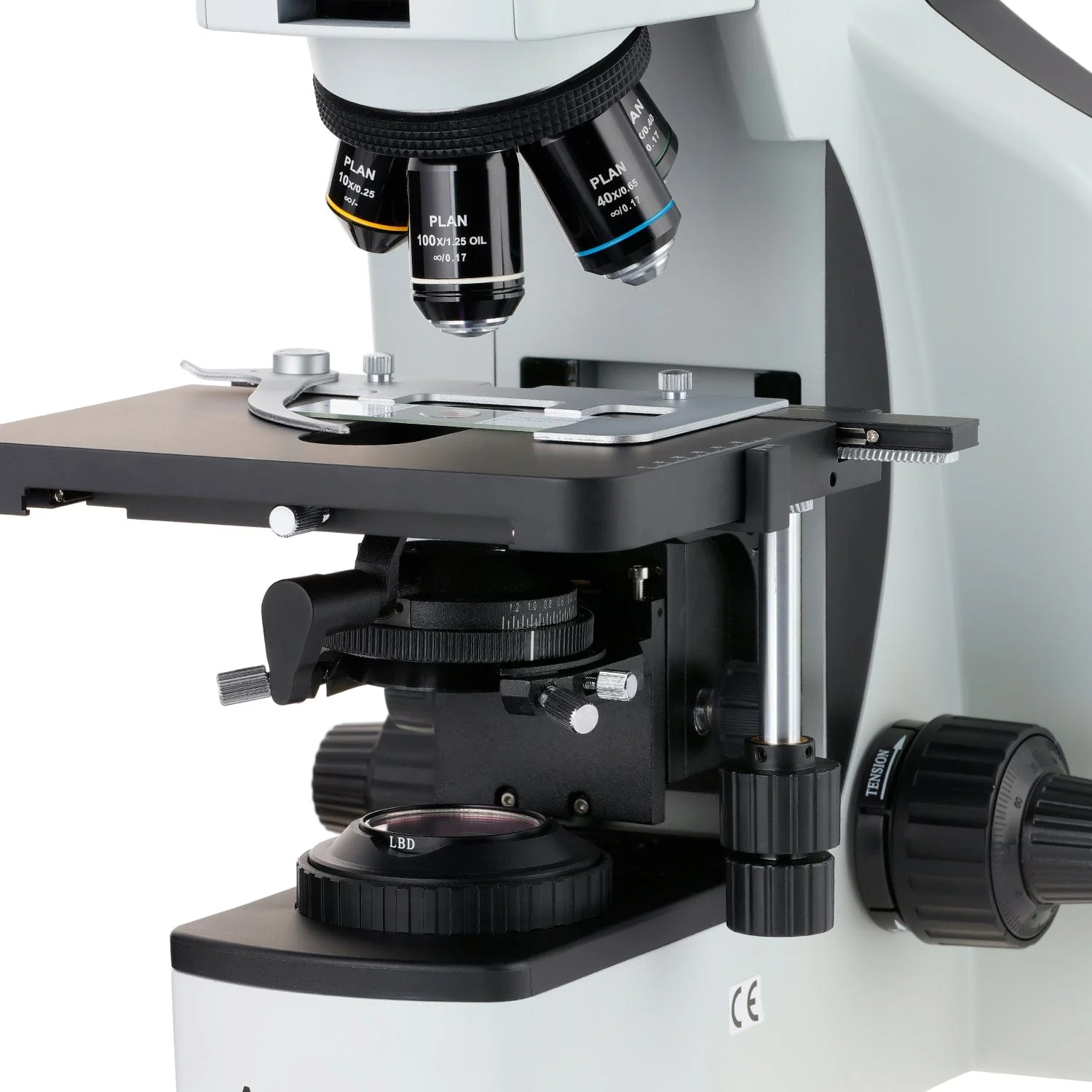 AmScope T800 Series Dual Illumination Infinity-Corrected Plan 3W LED Trinocular Compound Microscope with Optional Actively Cooled Digital Camera and 3D mechanical Stage - Image 7