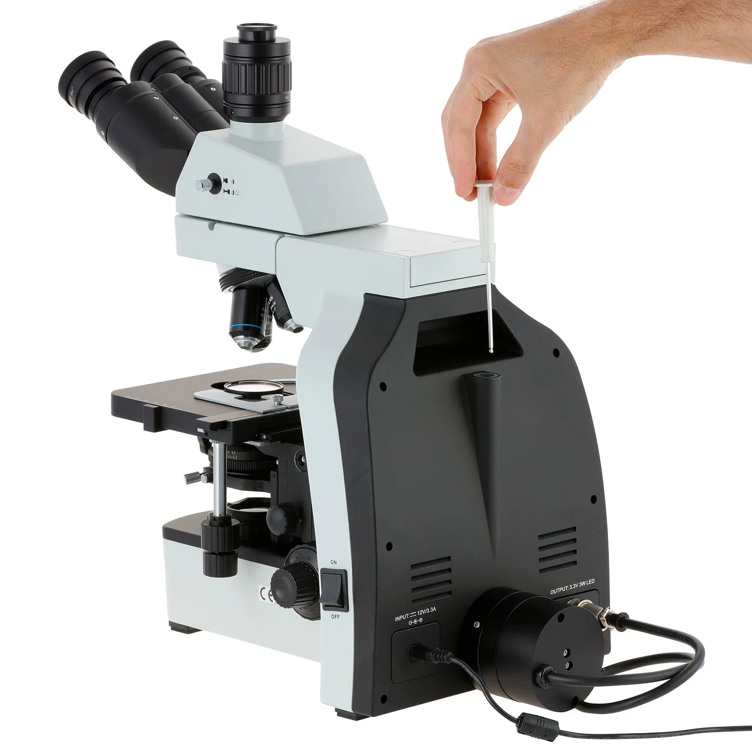 AmScope T800 Series Dual Illumination Infinity-Corrected Plan 3W LED Trinocular Compound Microscope with Optional Actively Cooled Digital Camera and 3D mechanical Stage - Image 8
