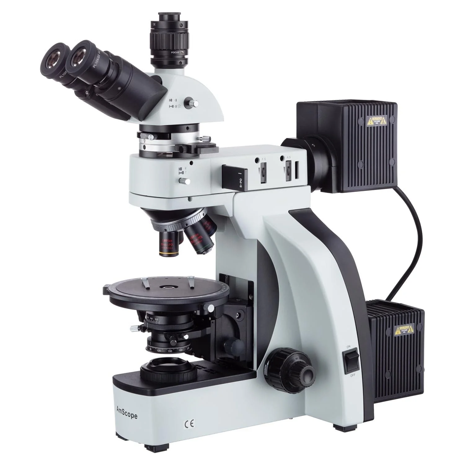 AmScope T800 Series Professional Grade Polarized-Light Trinocular Compound Microscope with Dual Illumination, Optional Back-Lit Camera and 3D Mechanical Stage - Image 10
