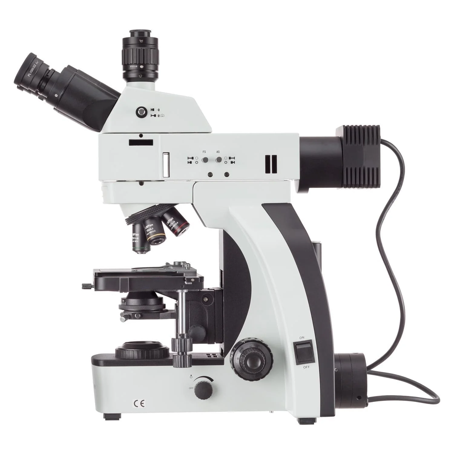 AmScope T800 Series Infinity-Corrected Metallurgical Trinocular Compound Microscope with Dual LED Illumination and Optional Global Shutter Digital Camera - Image 3