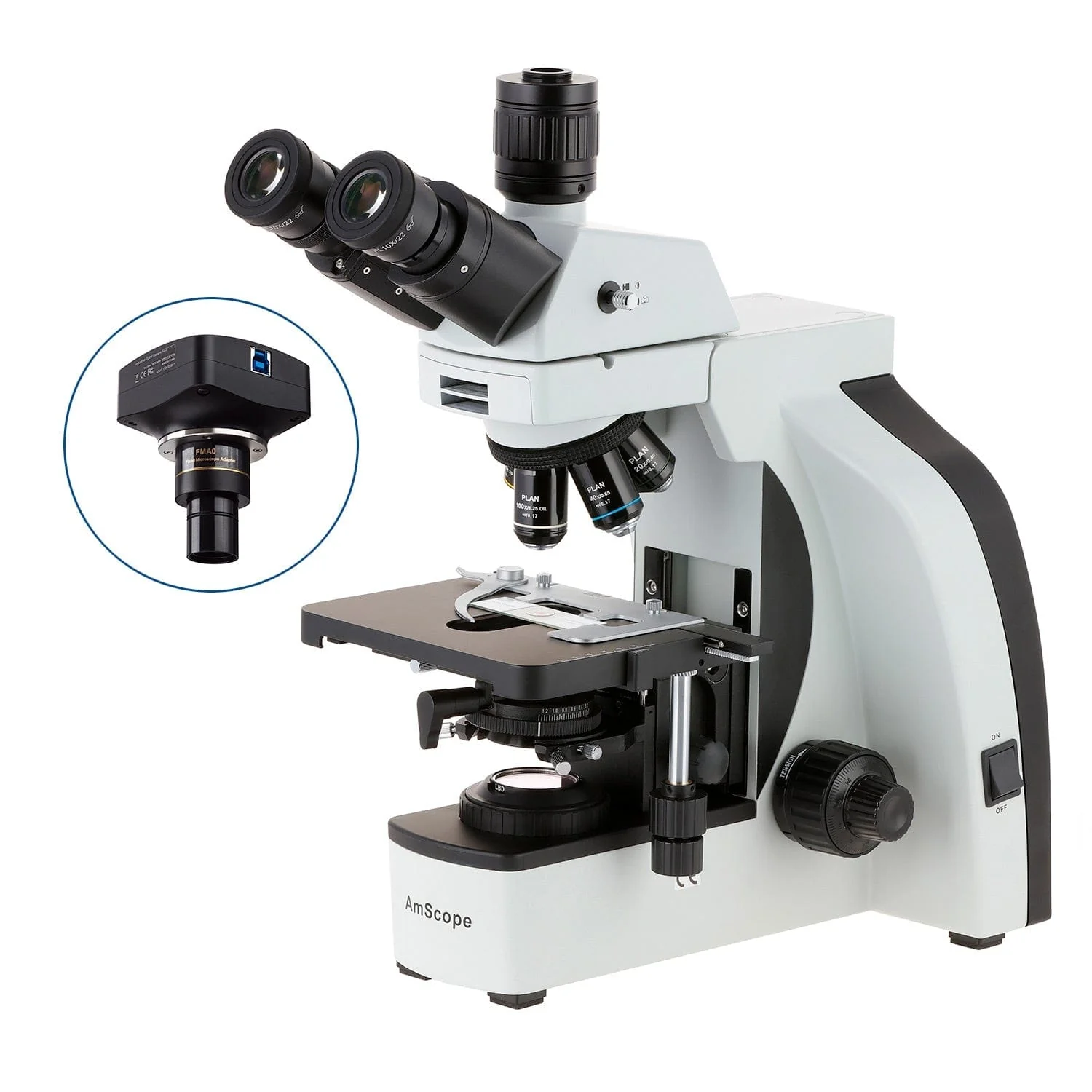 AmScope T800 Series Infinity-Corrected Metallurgical Trinocular Compound Microscope with Dual LED Illumination and Optional Global Shutter Digital Camera - Image 6