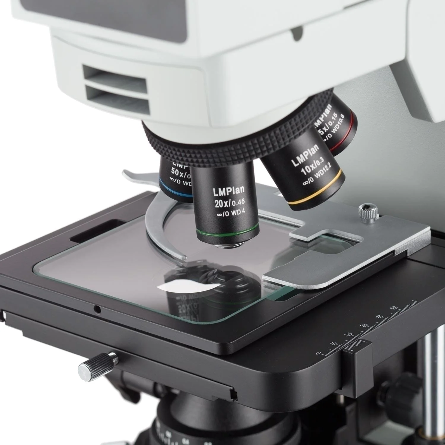 AmScope T800 Series Professional Grade Metallurgical Trinocular Compound Microscope with Dual Illumination Polarized-Light, Optional Back-Lit Camera and 3D Mechanical Stage - Image 3
