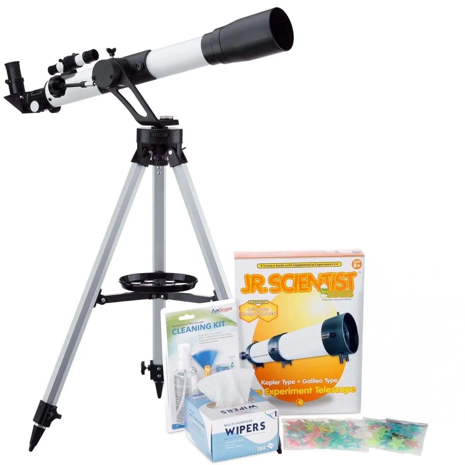 AmScope Kid's Telescope Beginner Astronomer Series featuring 350X 700x60mm AmScope Kid's Telescope, Space-Themed Activity Kit, and more - Image 15