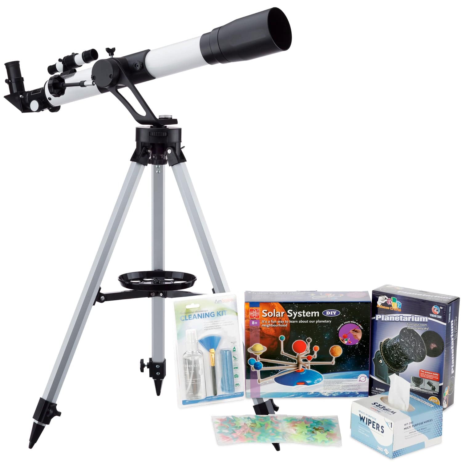 AmScope Kid's Telescope Beginner Astronomer Series featuring 350X 700x60mm AmScope Kid's Telescope, Space-Themed Activity Kit, and more - Image 8