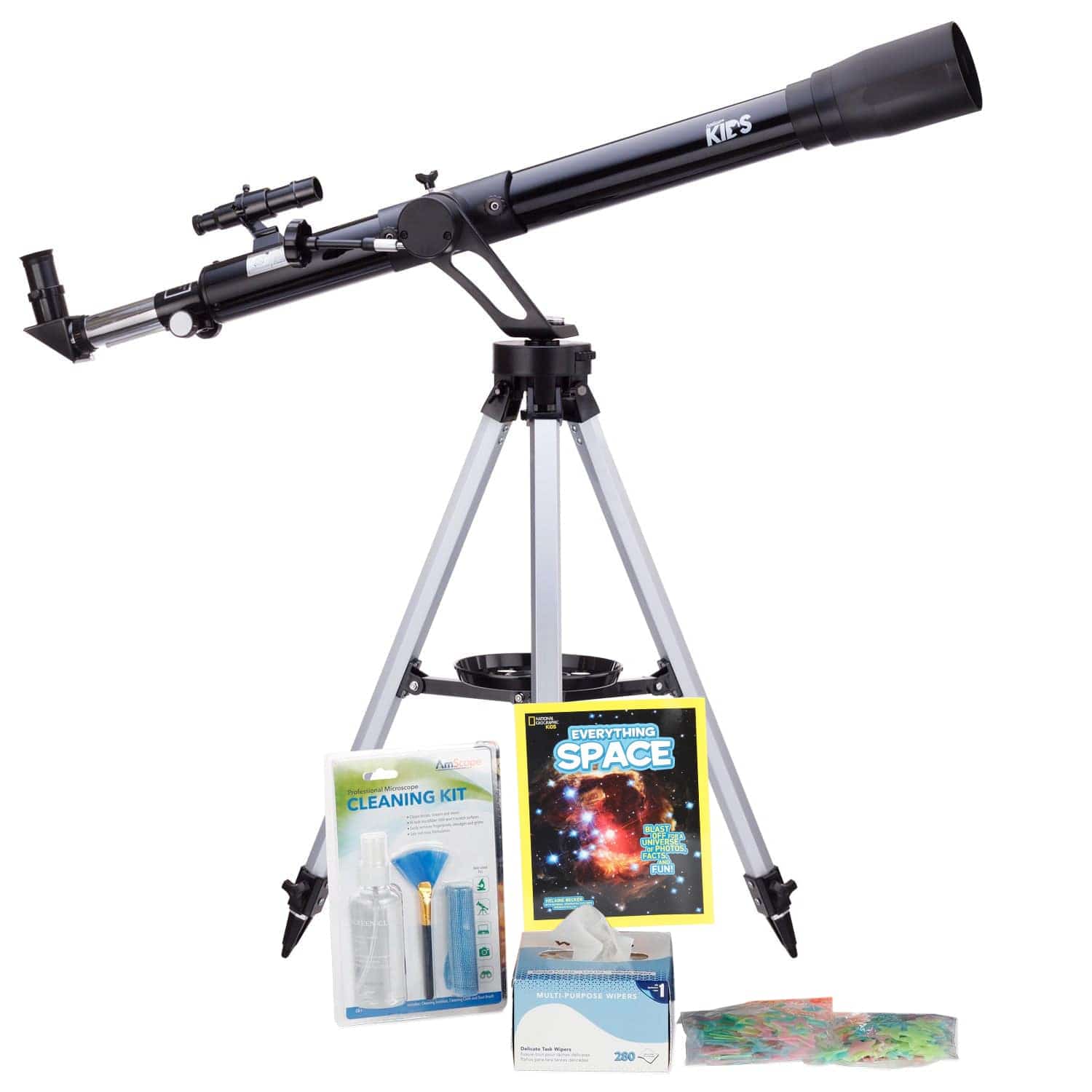 AmScope Kid's Telescope Moon Gazer Series featuring 45X-450X 600x90mm Telescope, Space-Themed Activity Kit, and more
