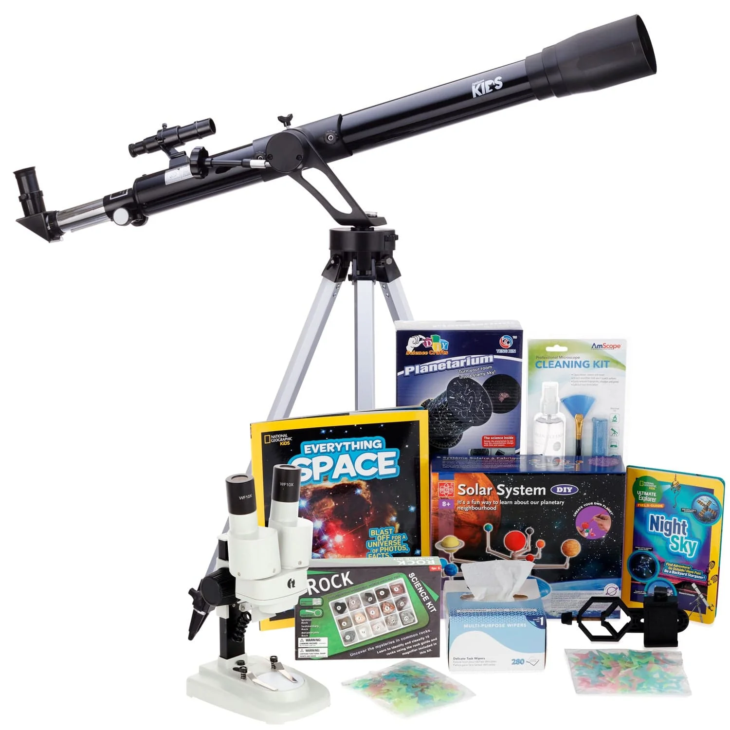 AmScope Kid's Telescope Moon Gazer Series featuring 45X-450X 600x90mm Telescope, Space-Themed Activity Kit, and more - Image 3